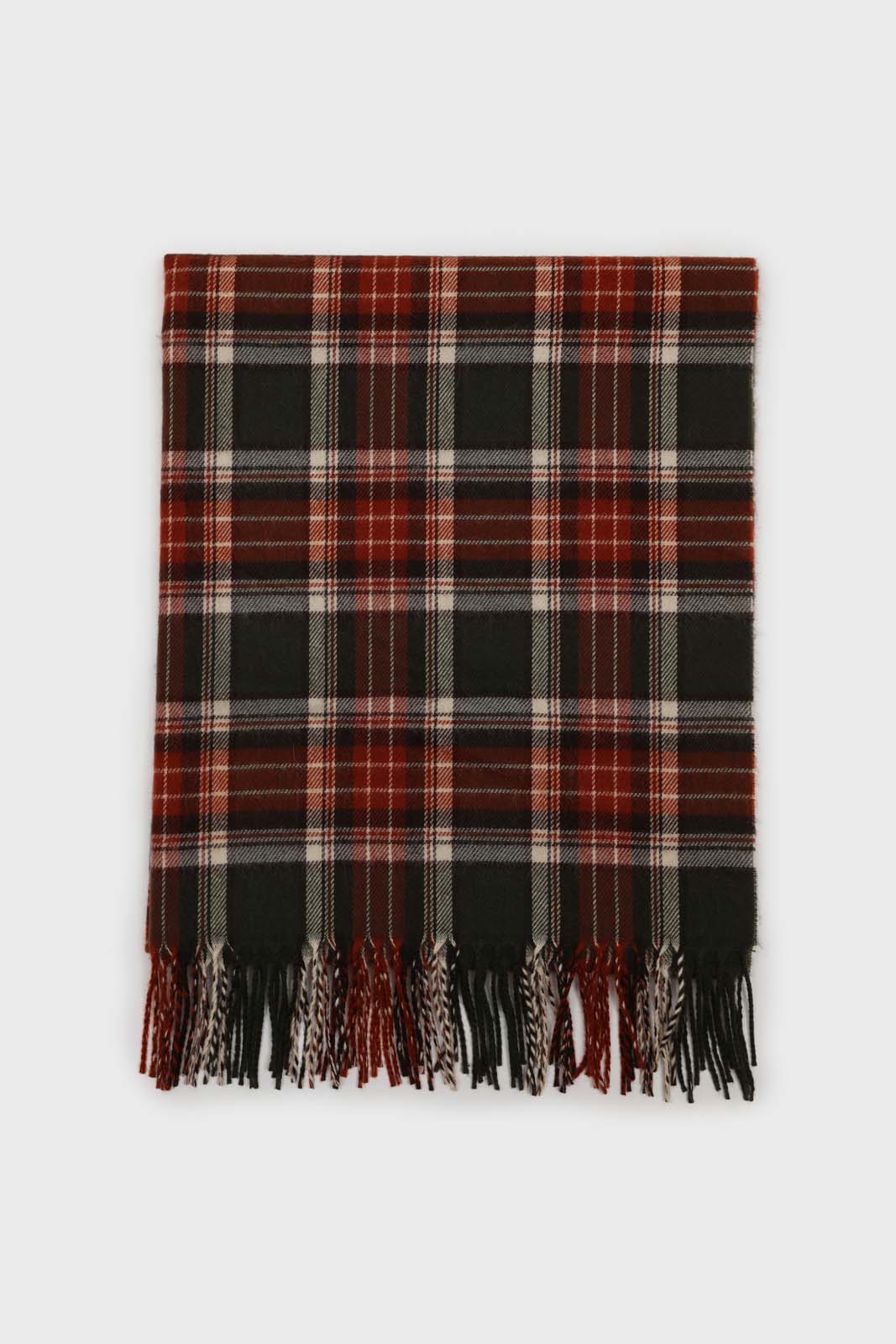 Khaki and orange classic plaid scarf_1