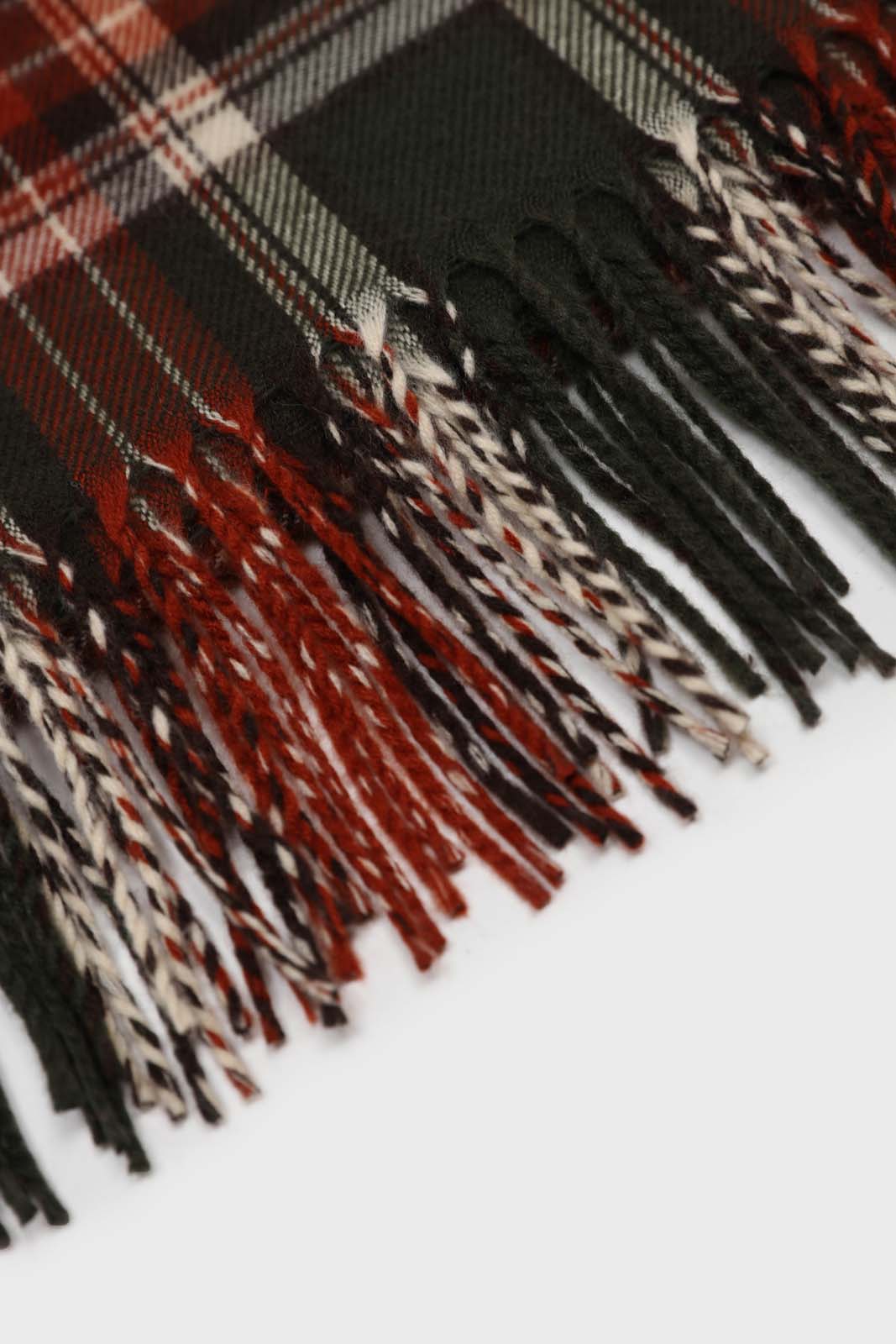 Khaki and orange classic plaid scarf_5