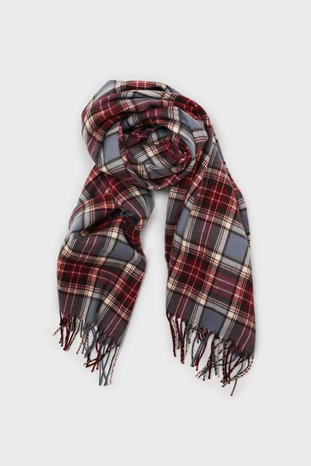 Blue and burgundy classic plaid scarf_2