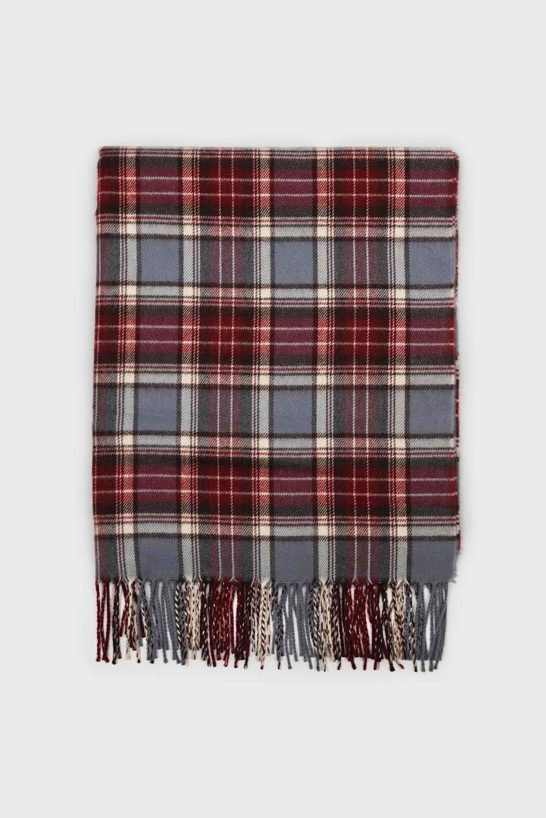 Blue and burgundy classic plaid scarf_1