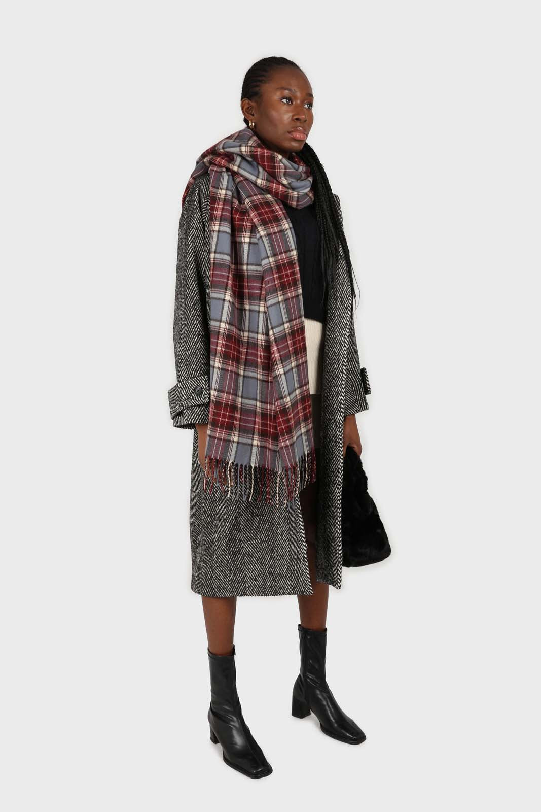 Blue and burgundy classic plaid scarf_5