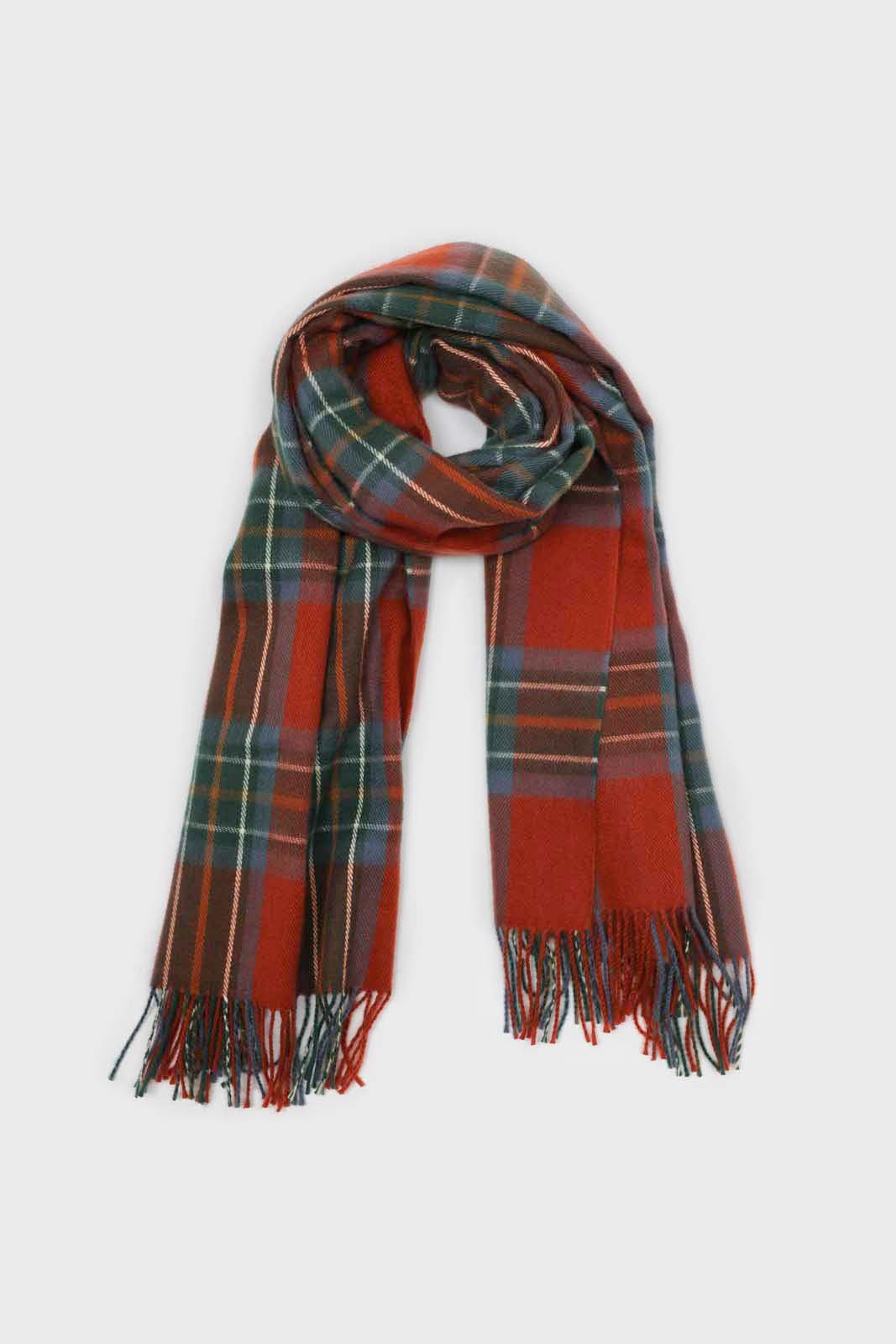 Deep orange bold plaid scarf_3