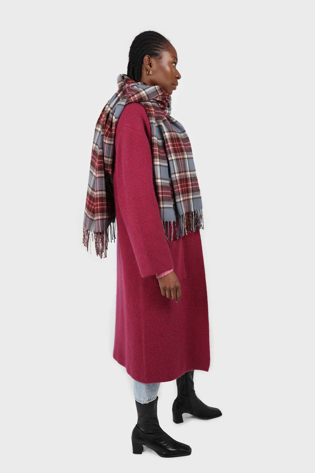 Beet red thick angora sweater coat_3