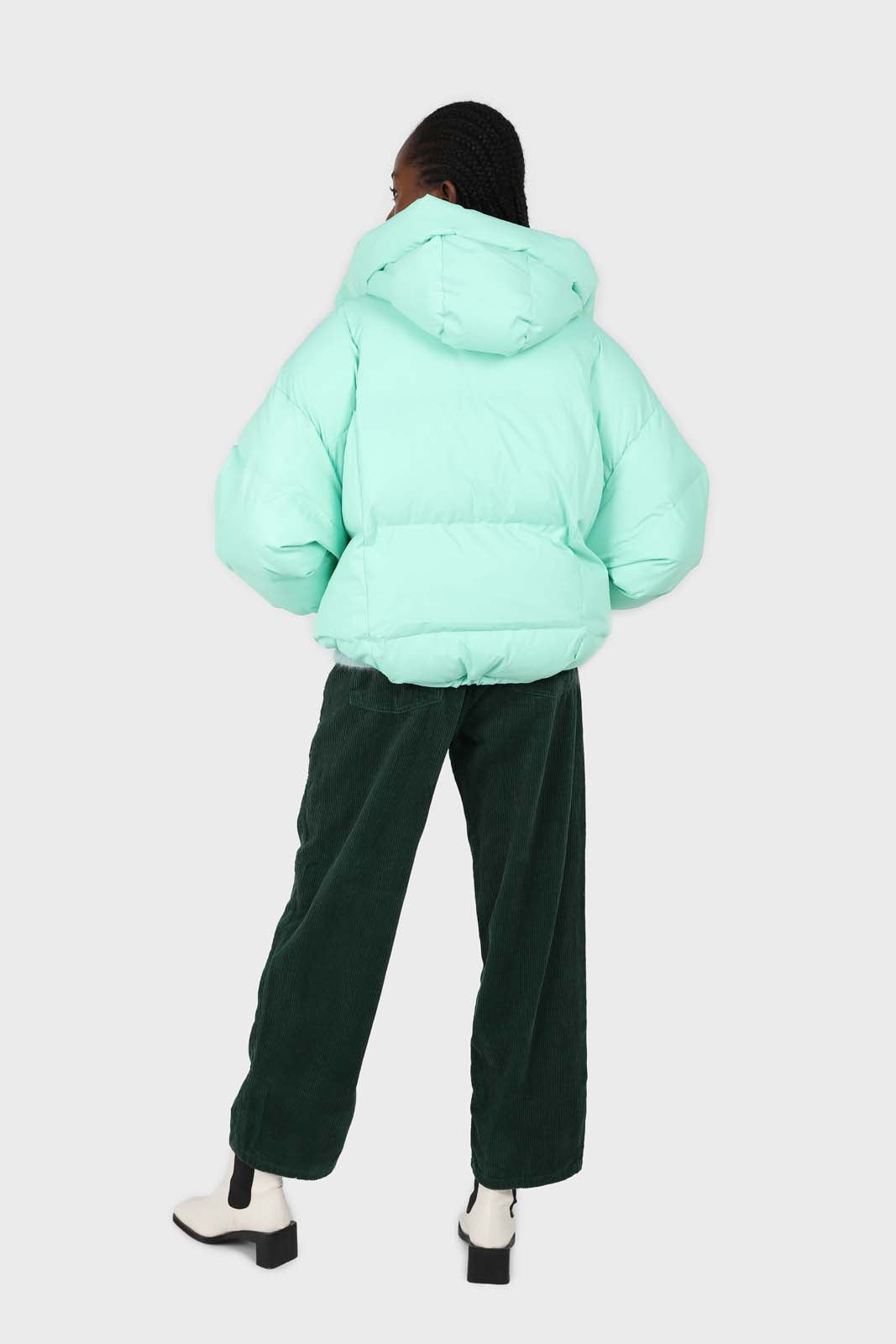 Mint green hooded thick puffer jacket_3
