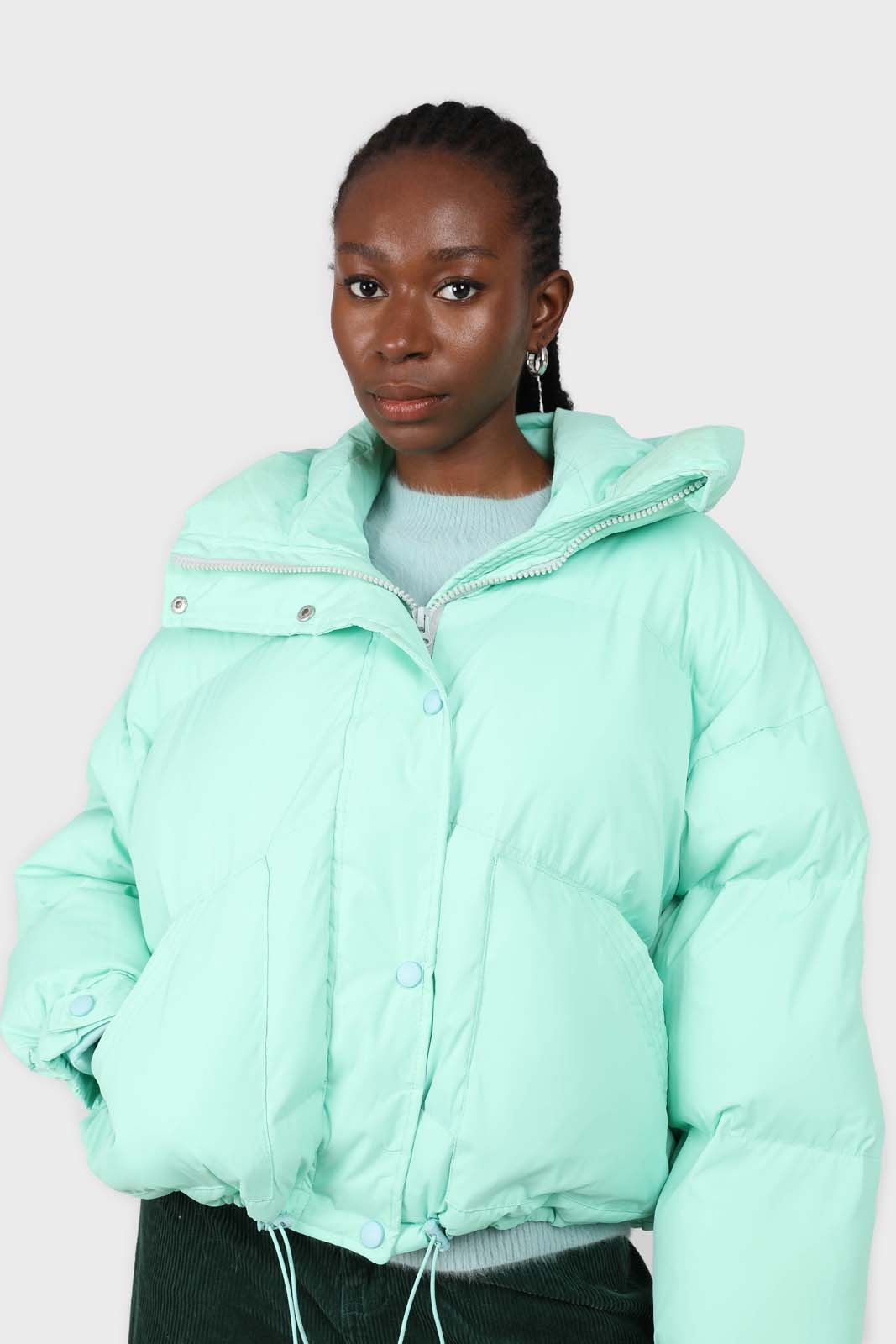 Mint green hooded thick puffer jacket_1