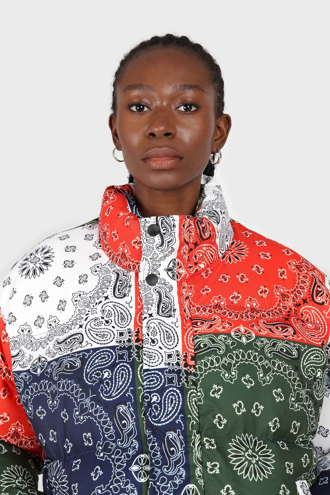 Multicolor paisley patchwork puffer jacket_4