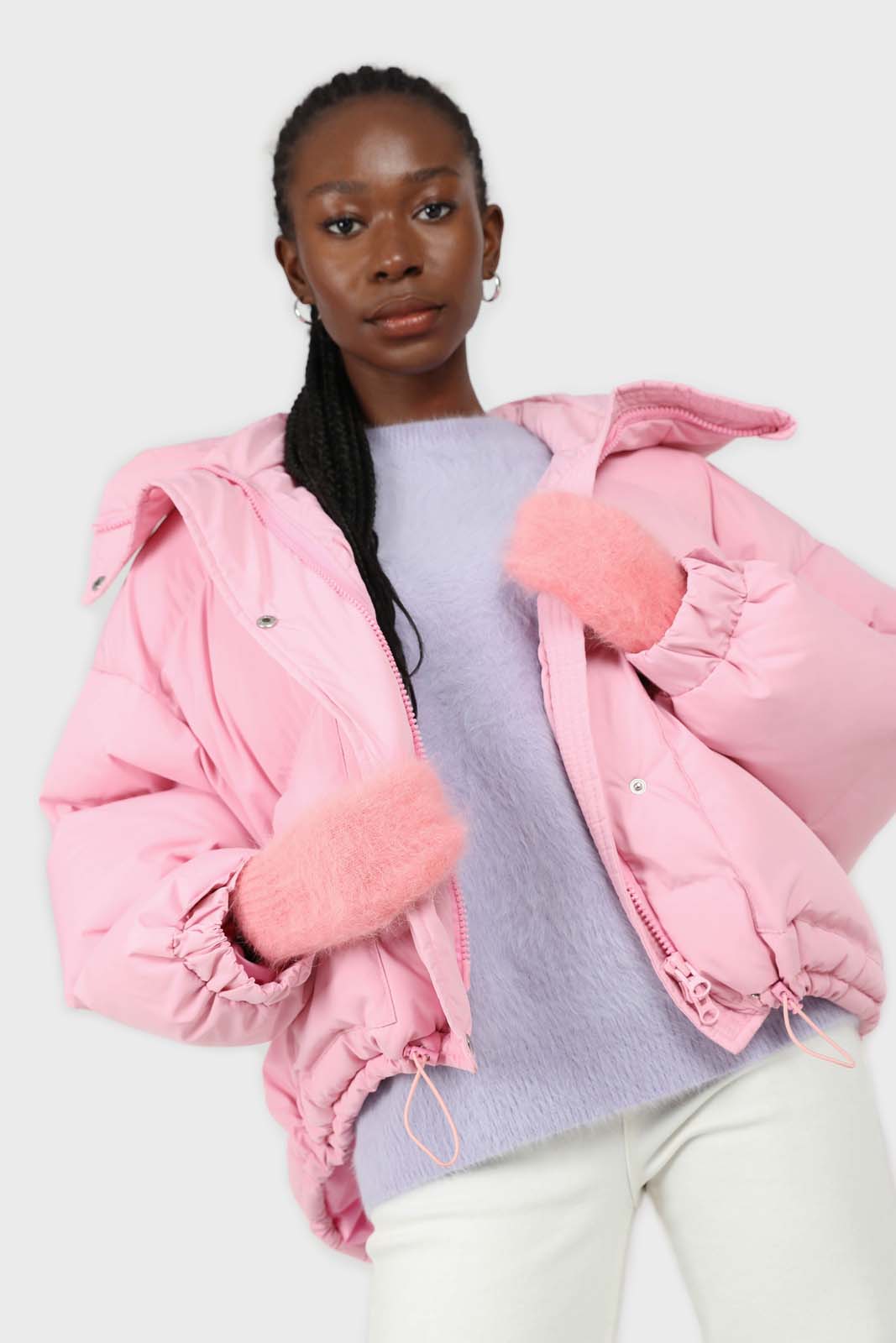 Lilac angora furry crew neck jumper_5