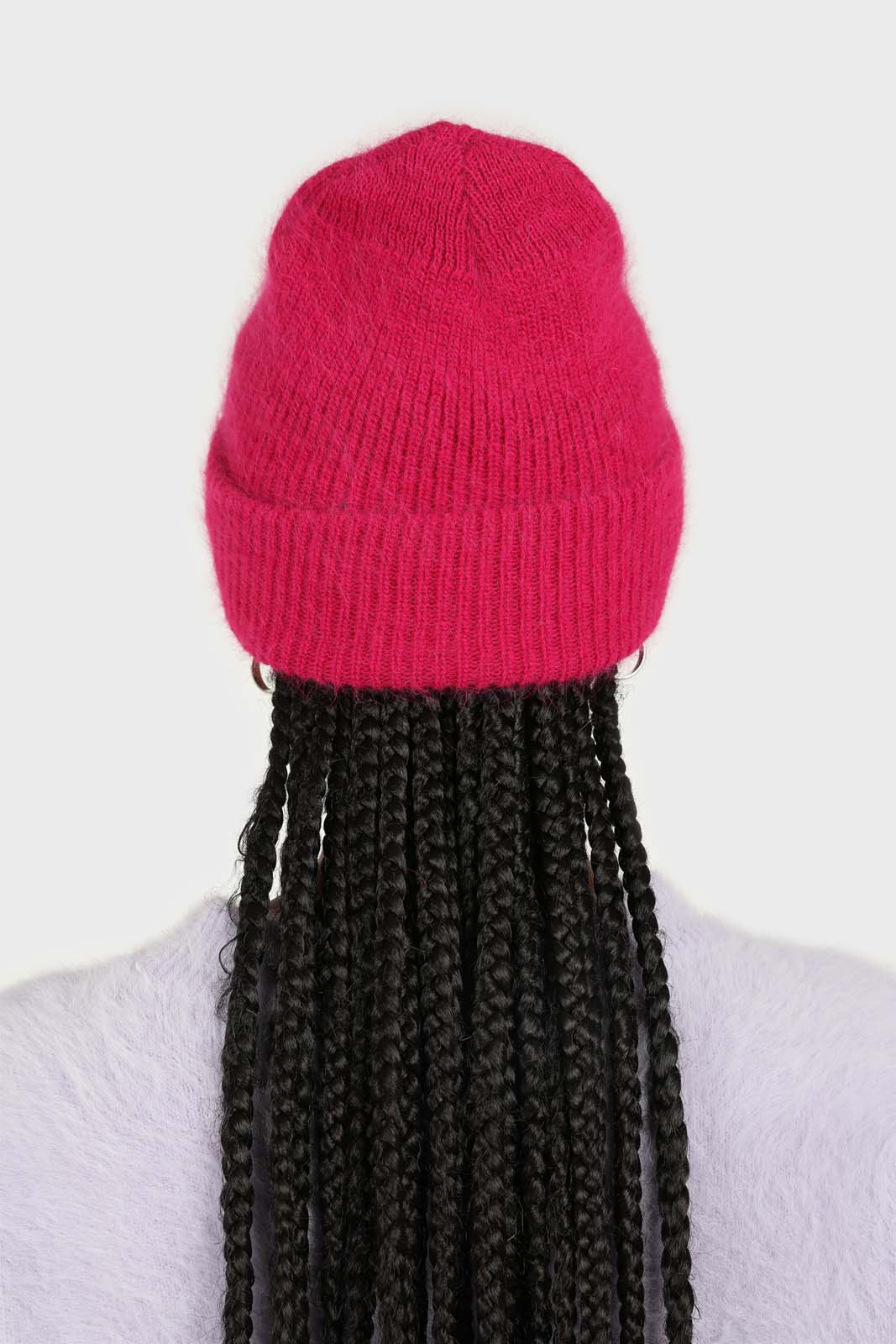 Bright purple mohair beanie hat_1
