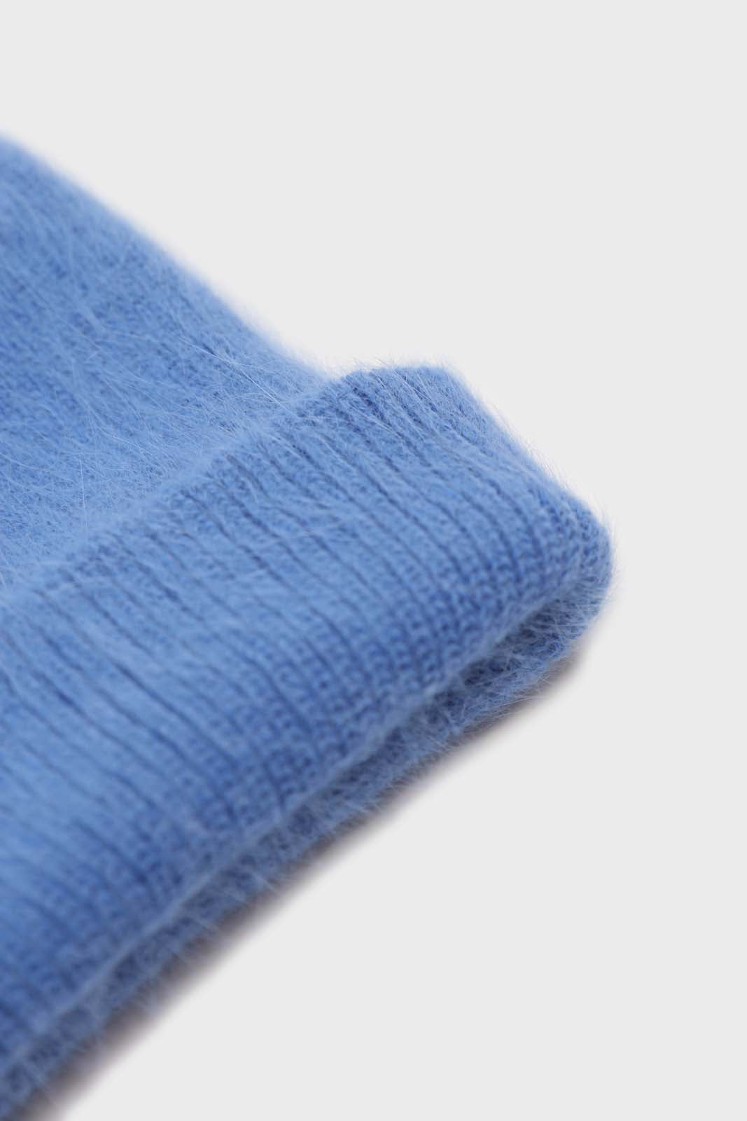 Bright blue mohair beanie hat_4