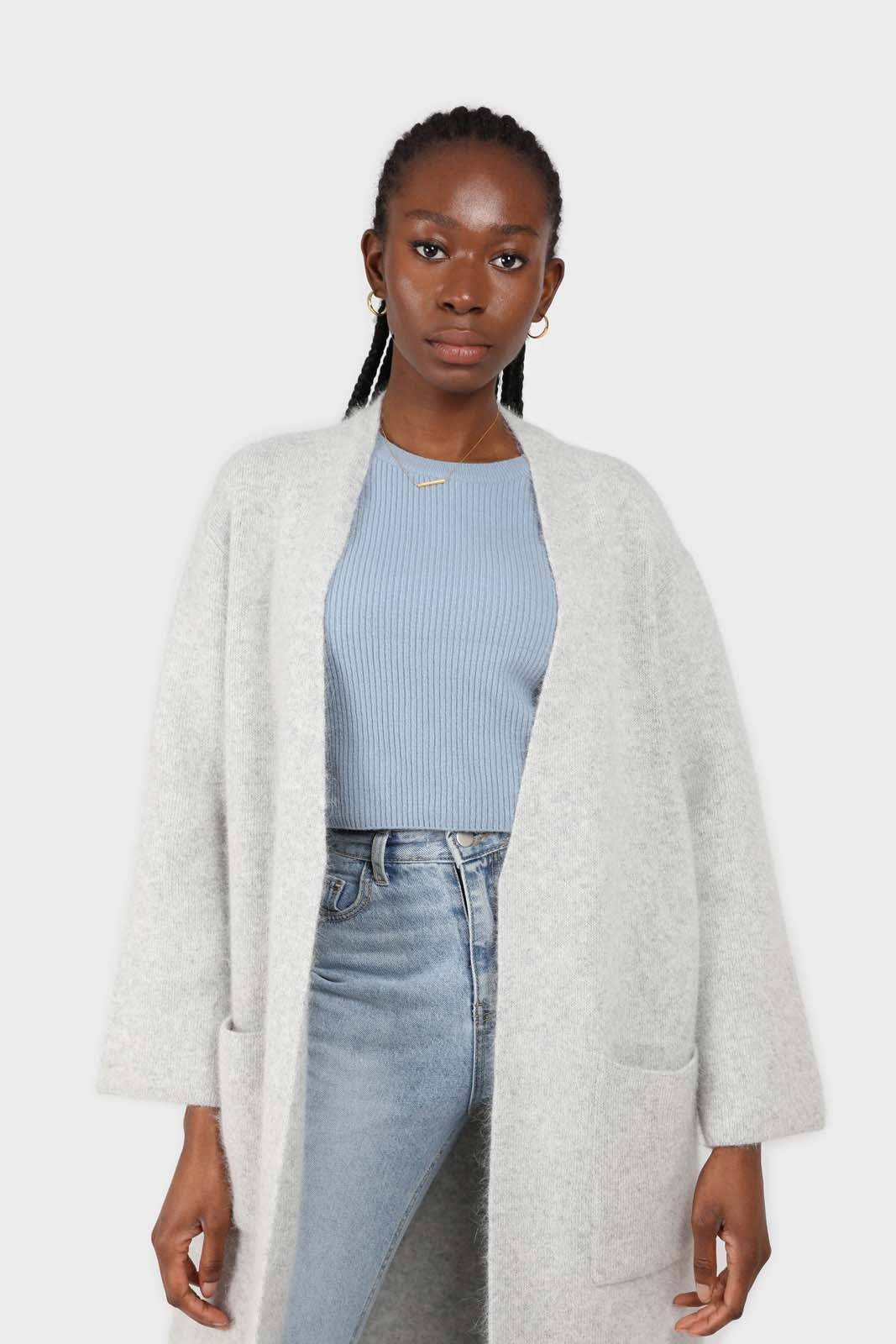 Blue cashmere-wool blend cropped knit top_7