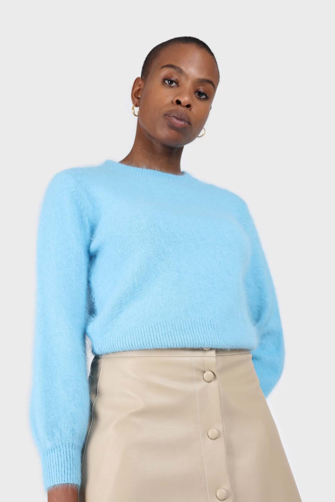 Aqua blue balloon sleeve angora jumper_1