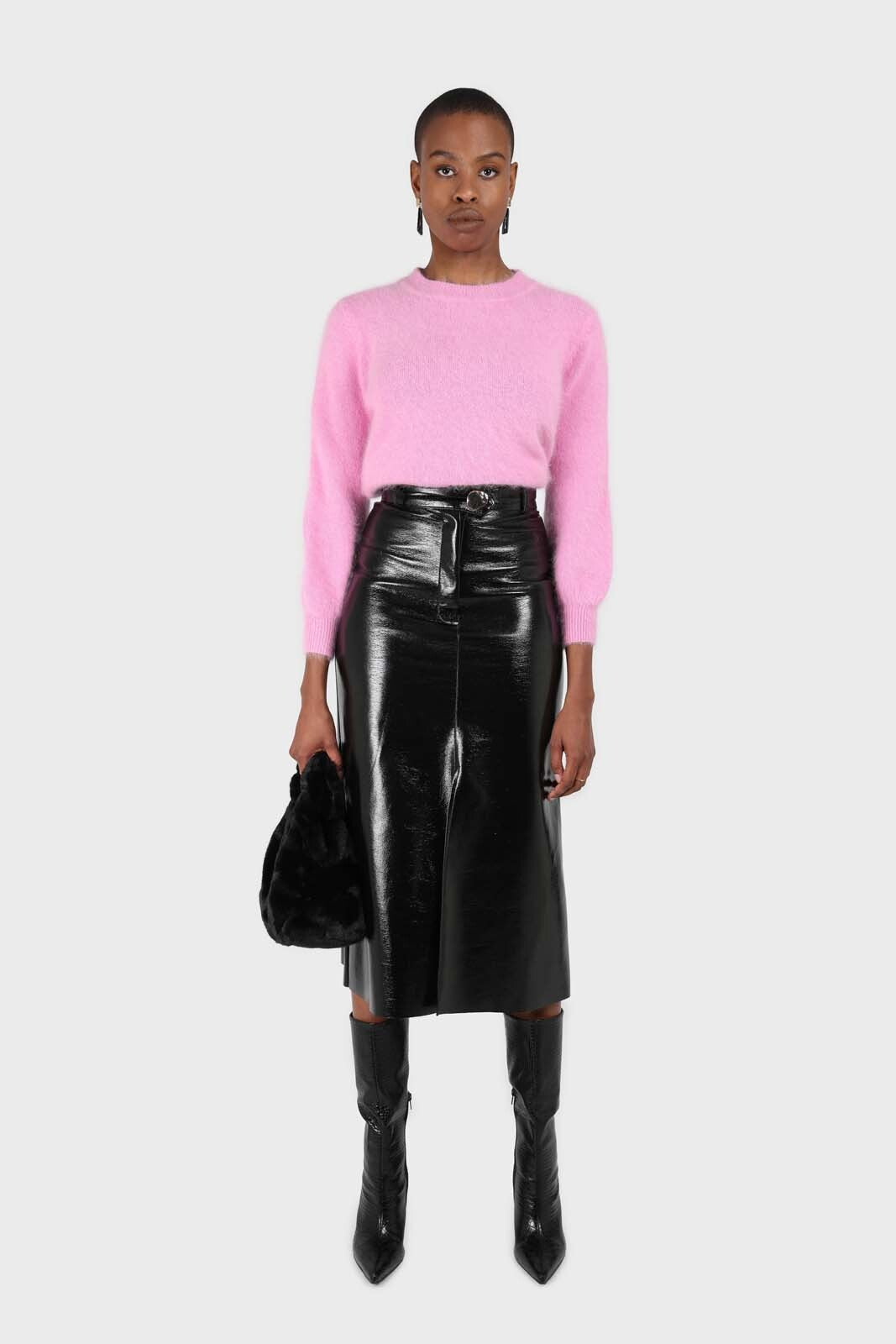 Bright pink balloon sleeve angora jumper_4