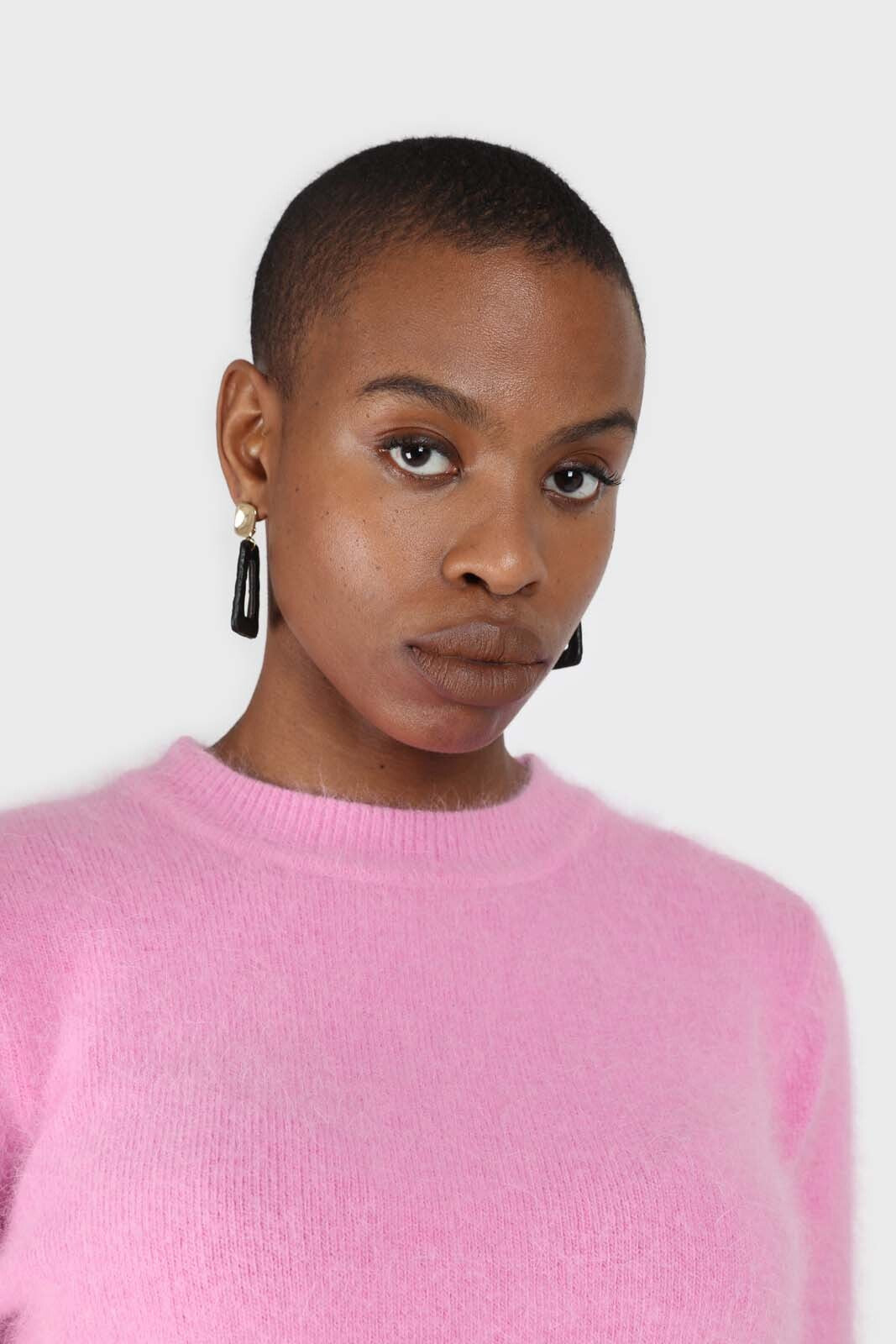 Bright pink balloon sleeve angora jumper_3