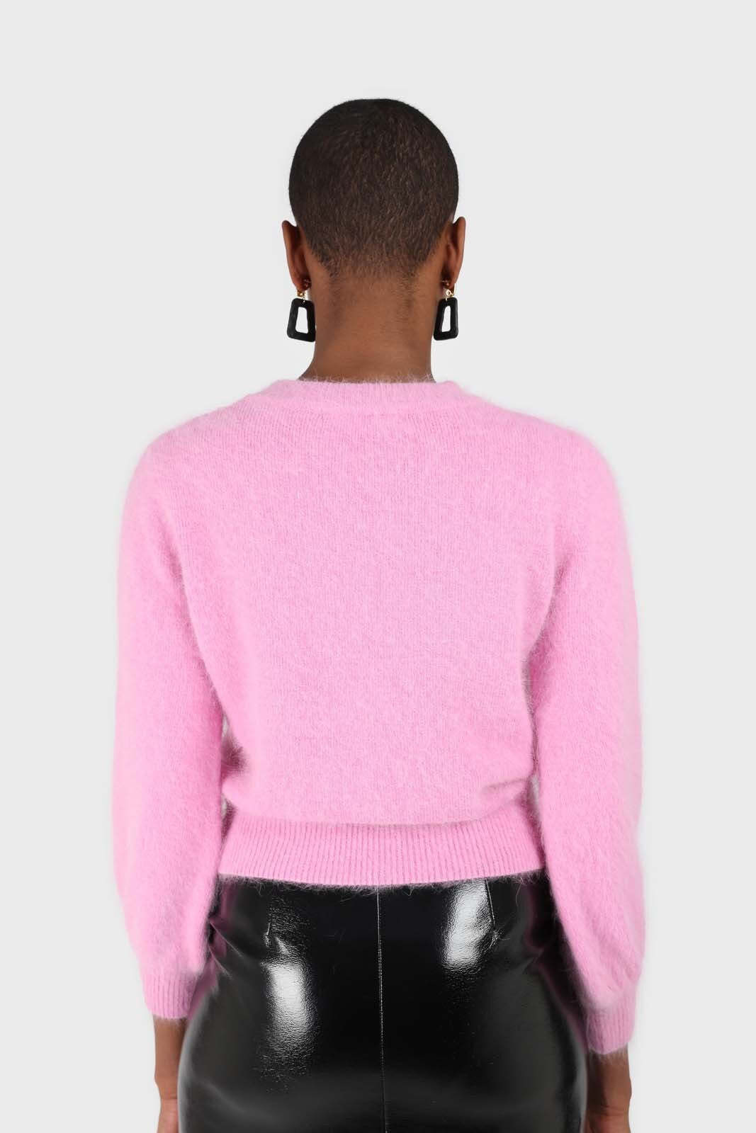 Bright pink balloon sleeve angora jumper_2