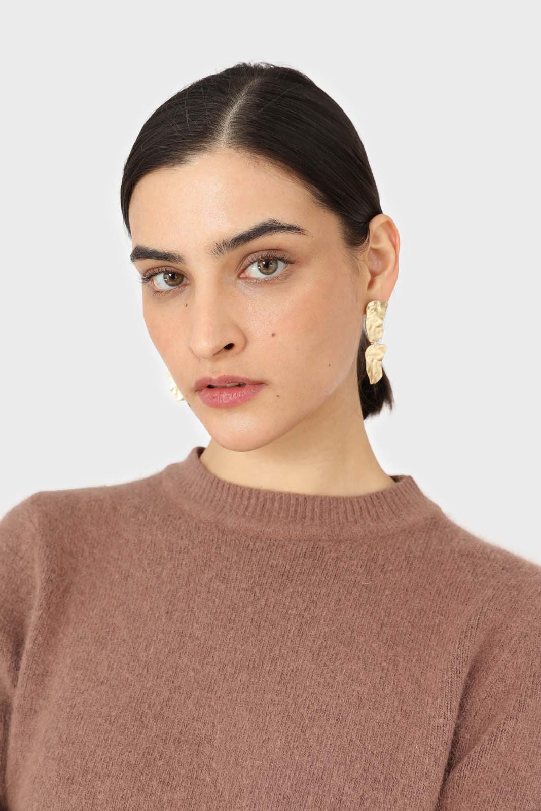 Brown pink balloon sleeve angora jumper_5