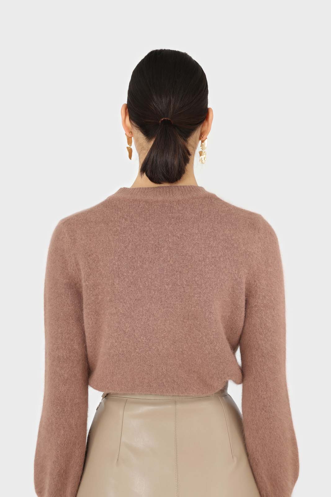 Brown pink balloon sleeve angora jumper_6