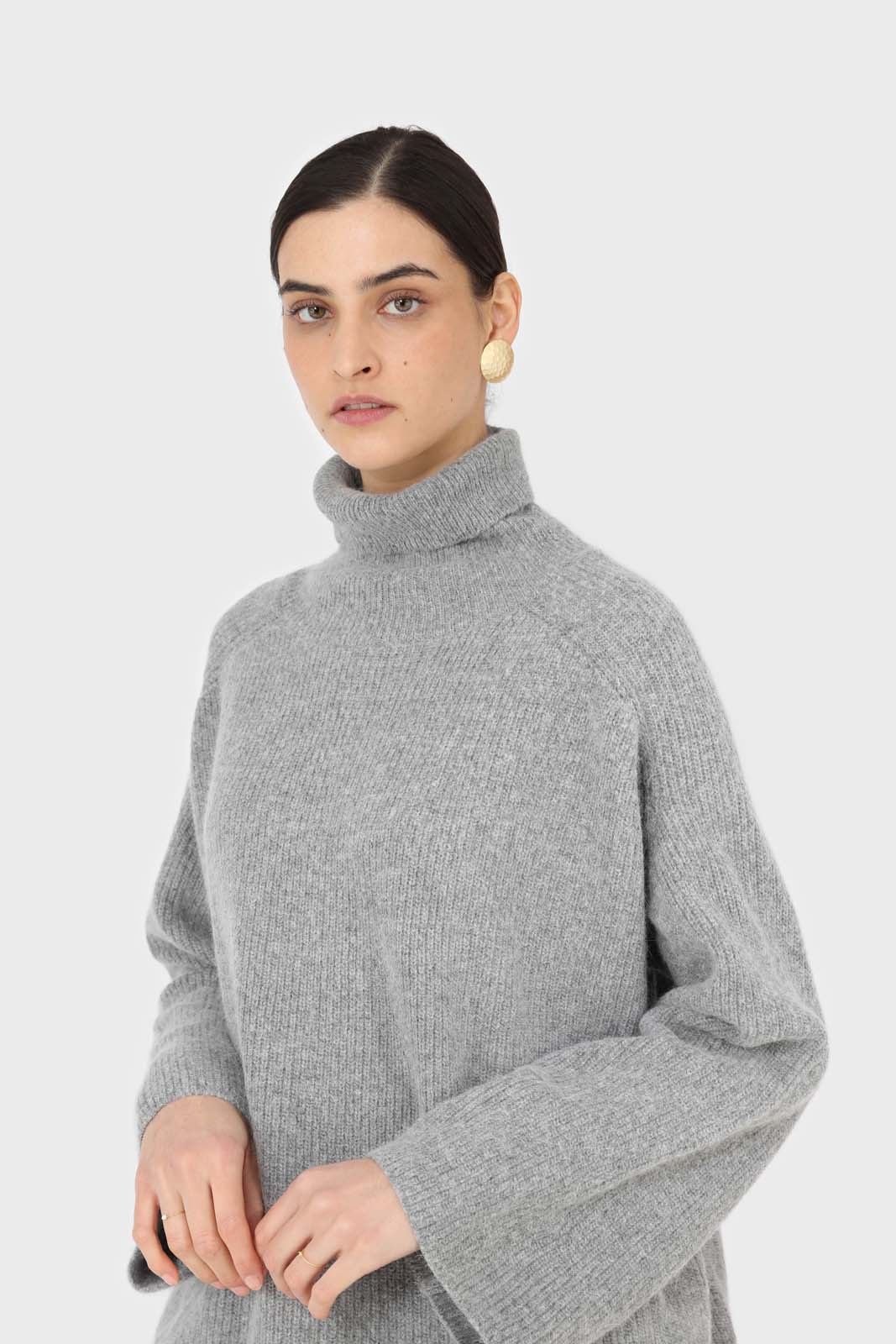 Charcoal ribbed angora wide fit turtleneck jumper_2