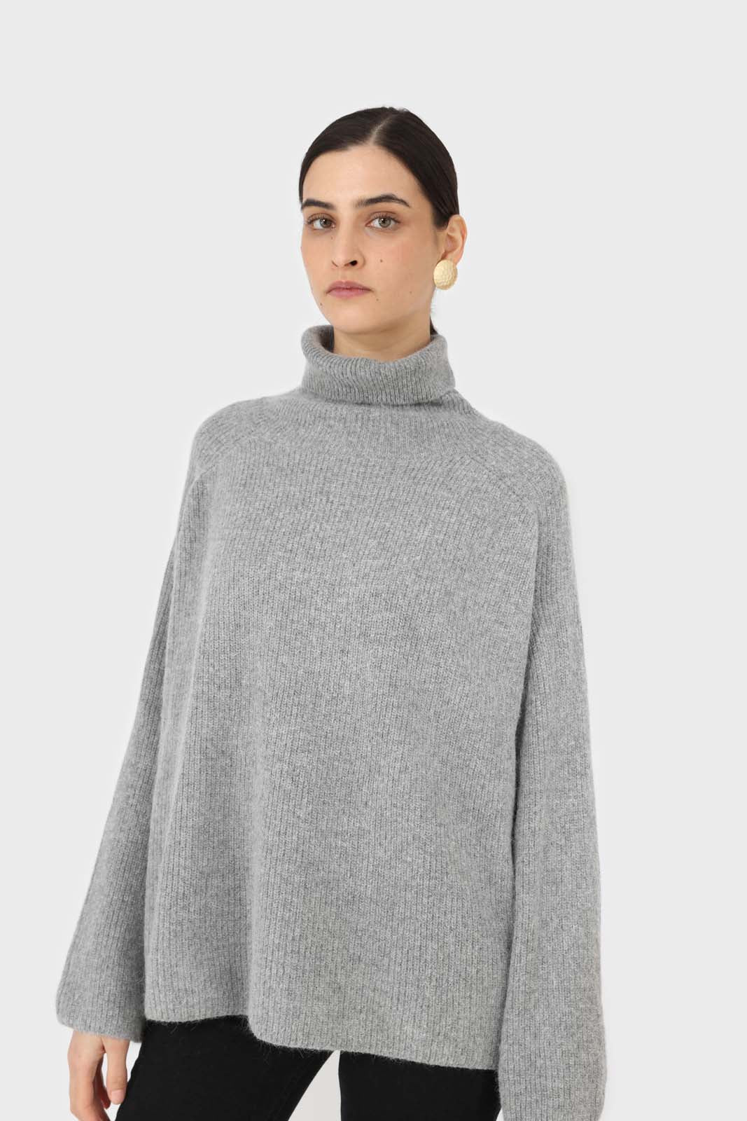 Charcoal ribbed angora wide fit turtleneck jumper_5