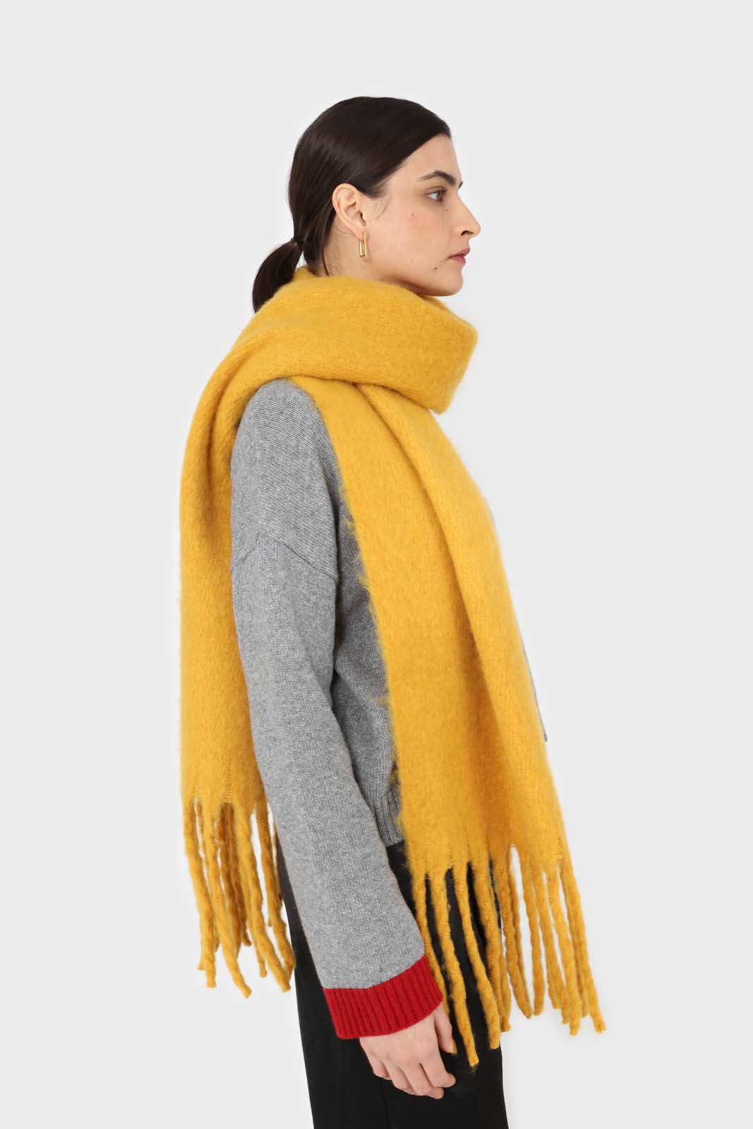 Mustard fuzzy thick scarf - 826_7