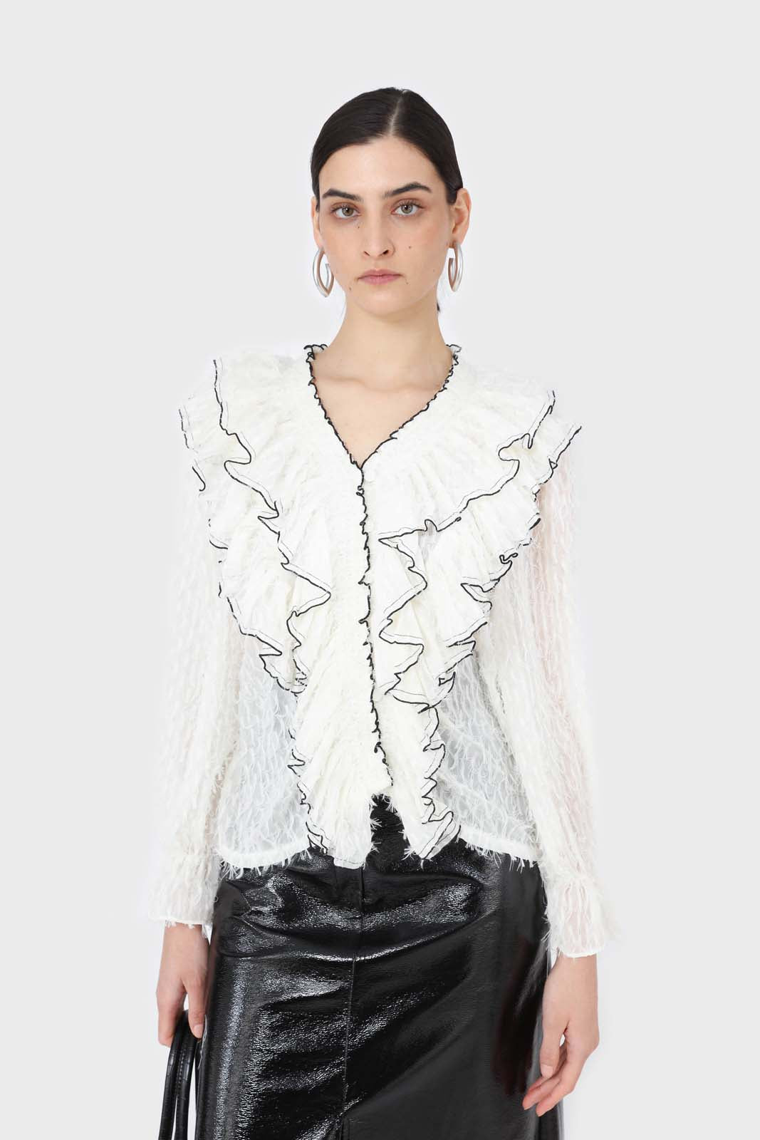 Ivory feather ruffle blouse_1