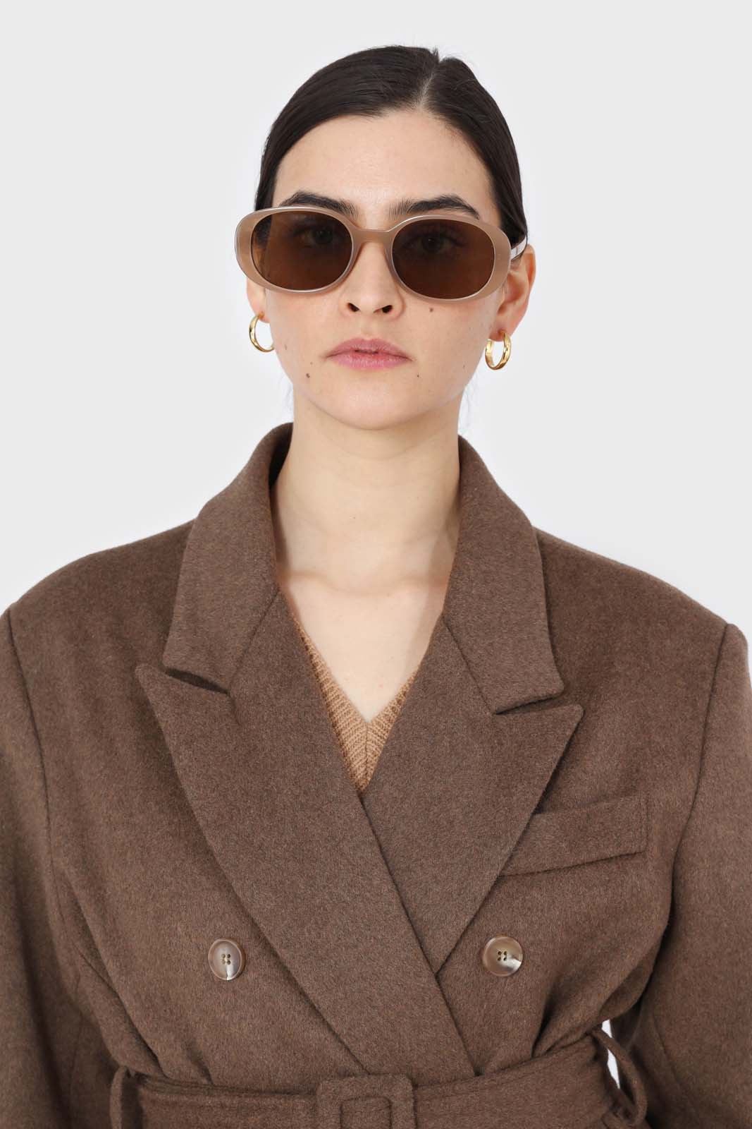 Brown double breasted wool blend coat_5