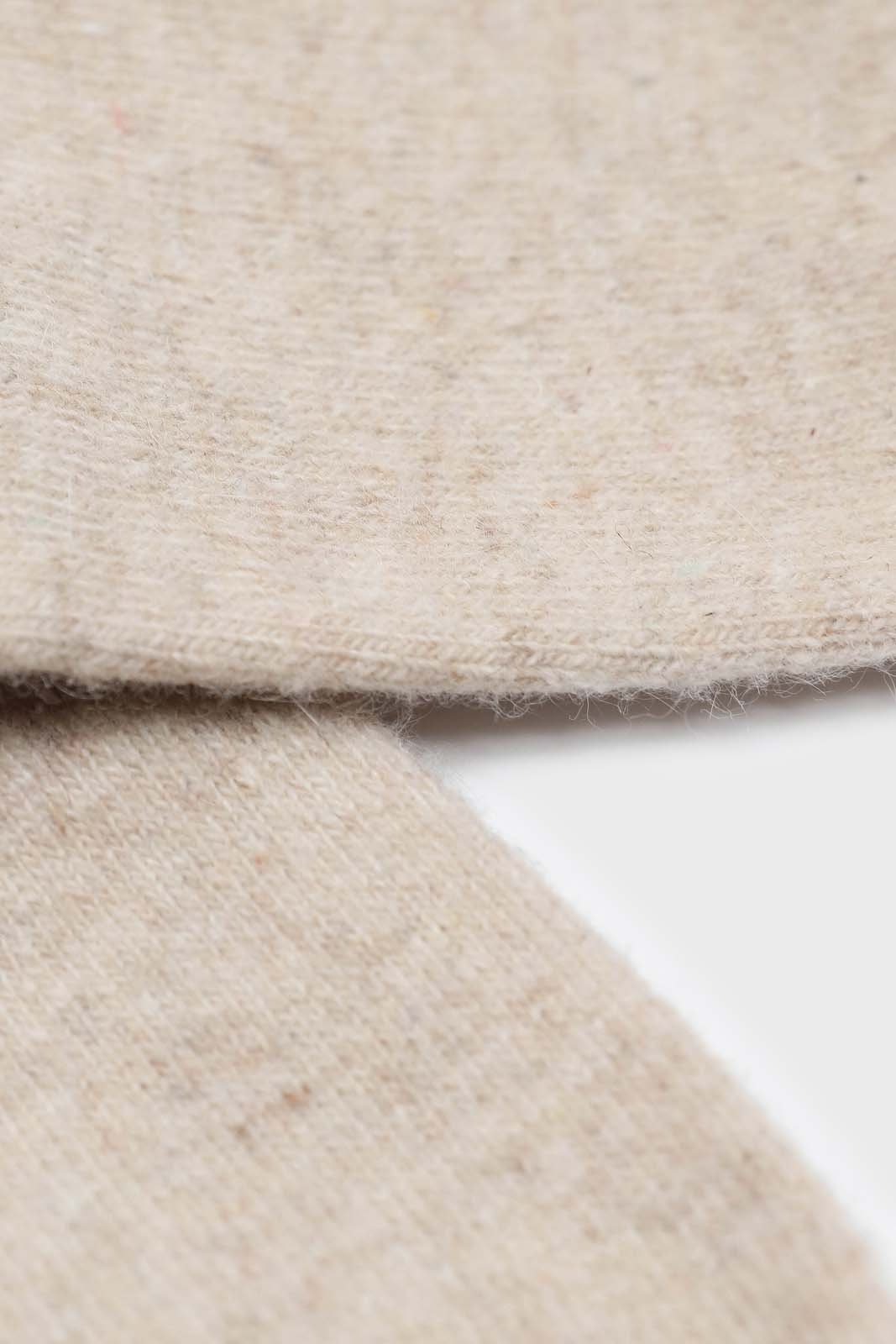 Oatmeal smooth wool long socks_4