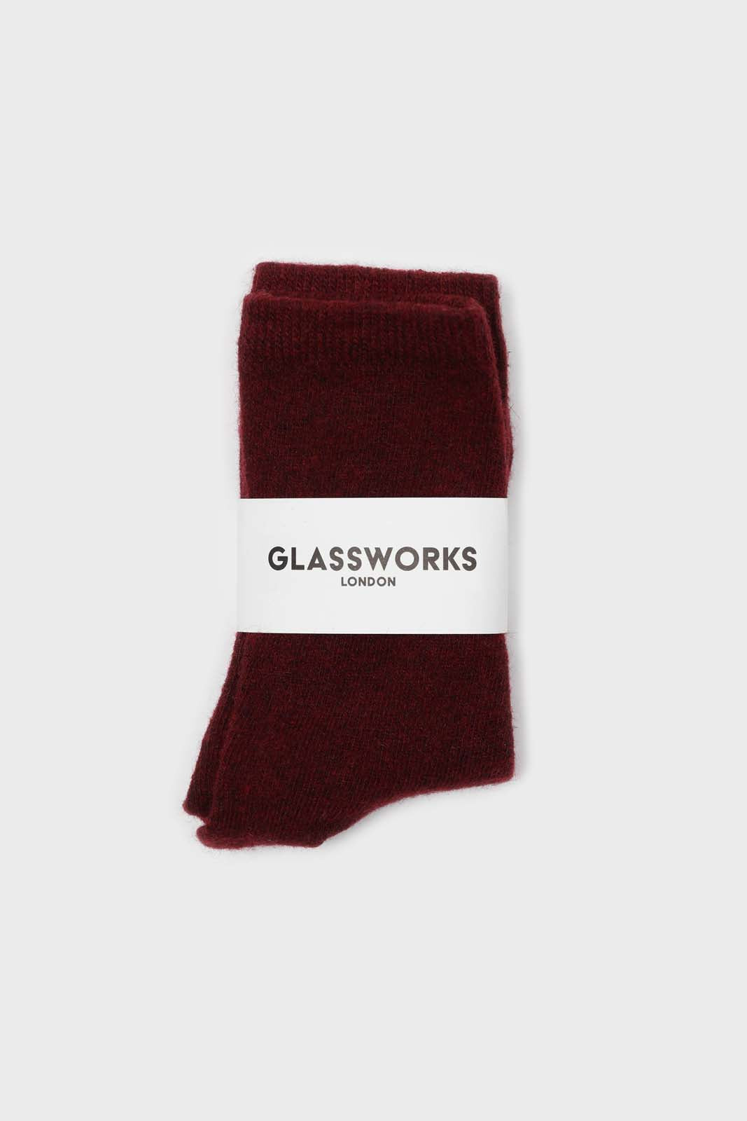Burgundy smooth wool long socks_3