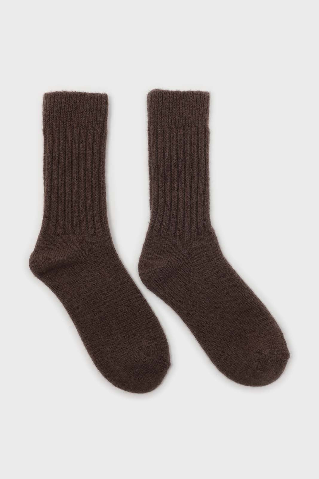 Brown cashmere wool blend socks_4