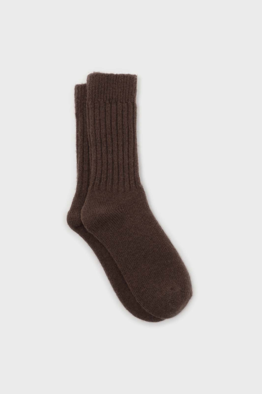 Brown cashmere wool blend socks_1