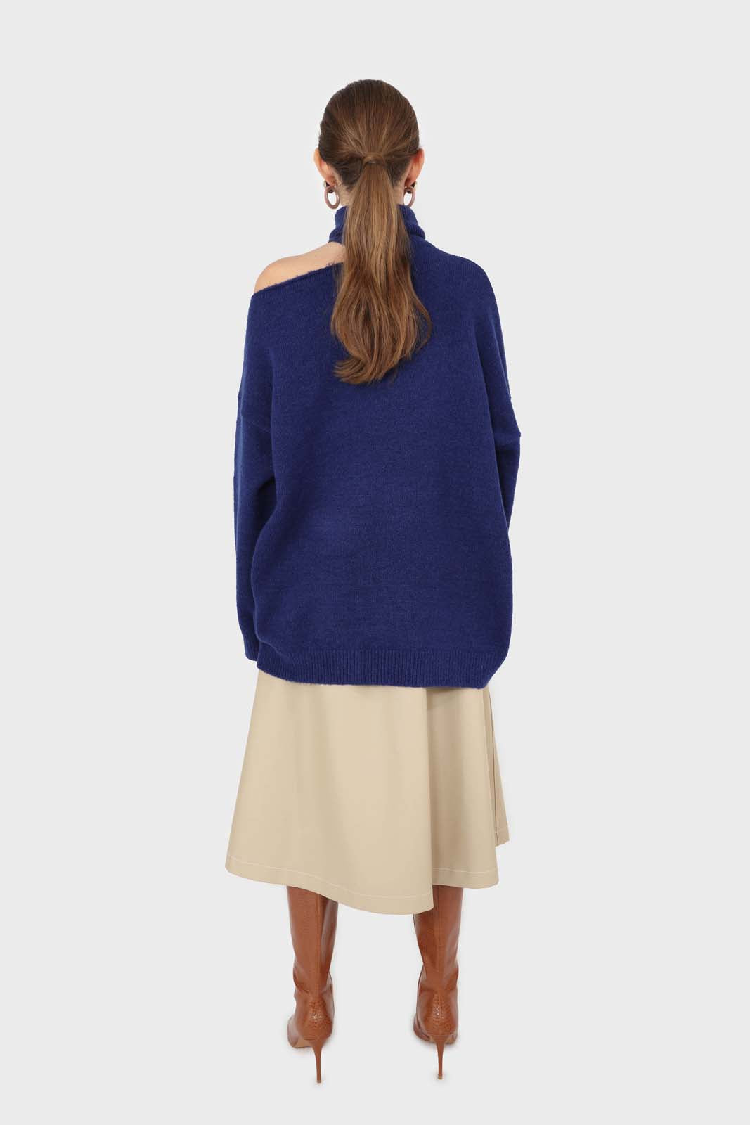 Cobalt blue slit neck turtleneck jumper_3