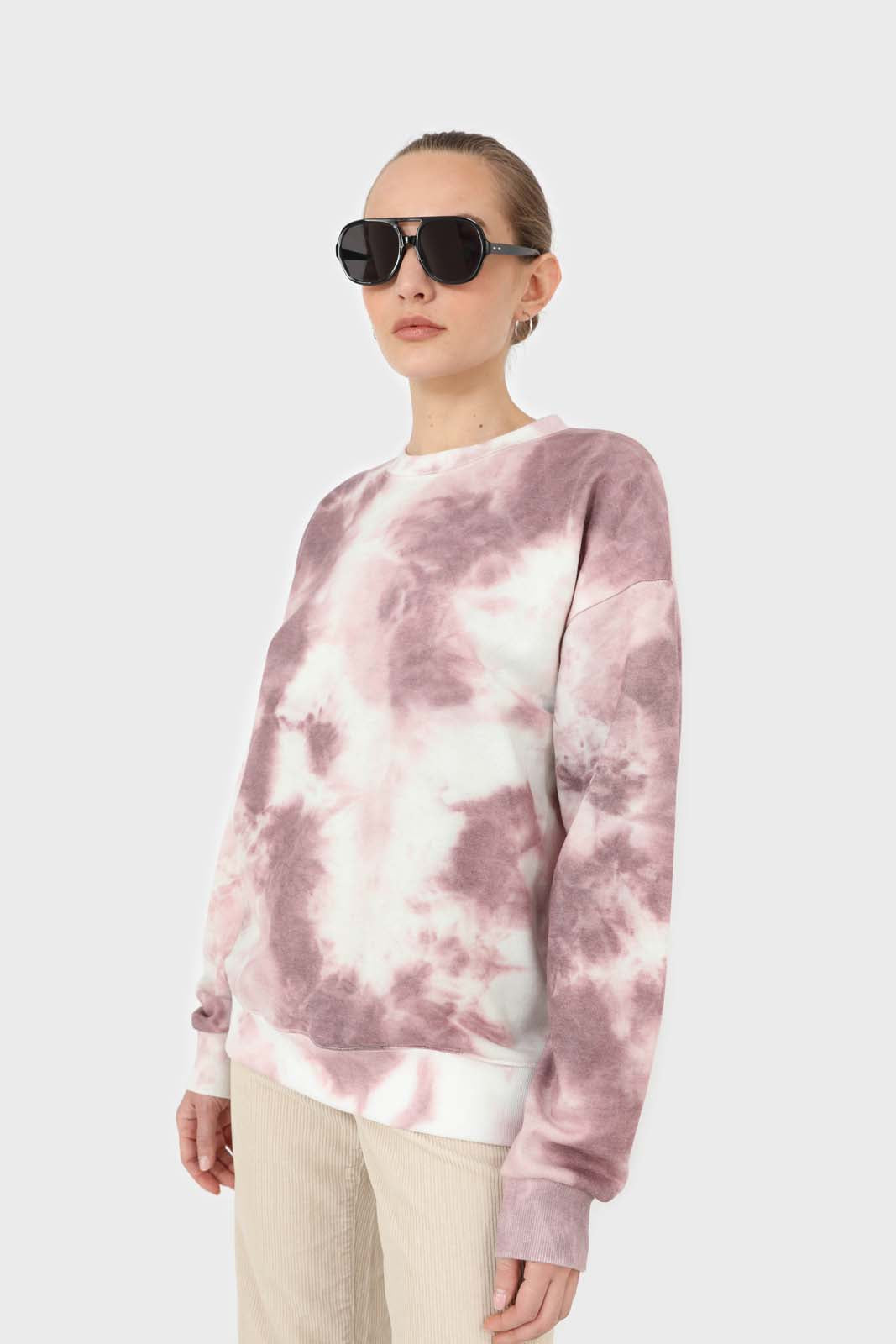 Pink tie dye loose fit sweatshirt_1