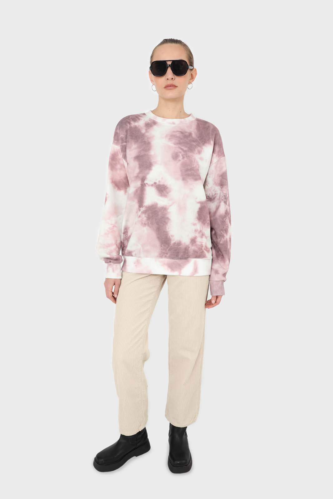 Pink tie dye loose fit sweatshirt_4