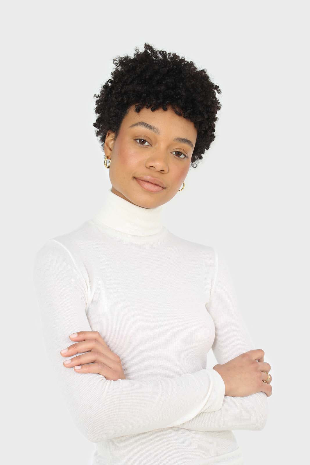 Ivory fine ribbed jersey turtleneck top_5