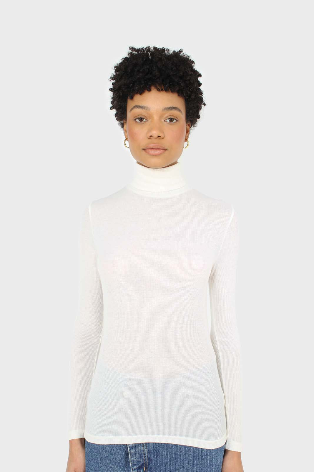 Ivory fine ribbed jersey turtleneck top_4