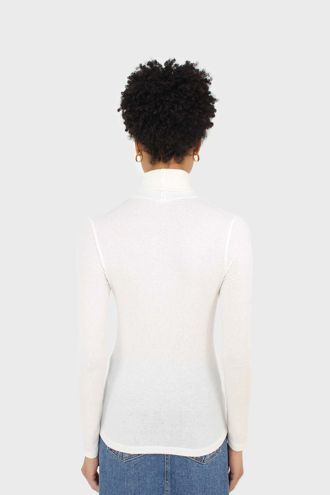 Ivory fine ribbed jersey turtleneck top_3