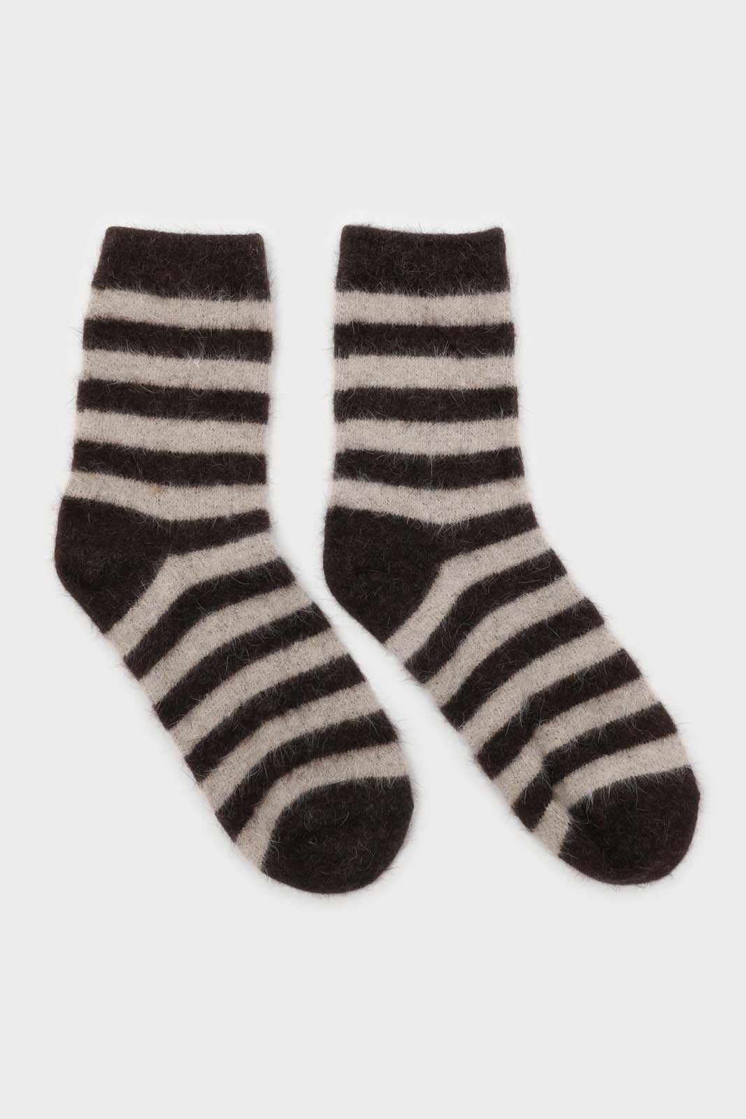 Brown and beige striped angora socks_4