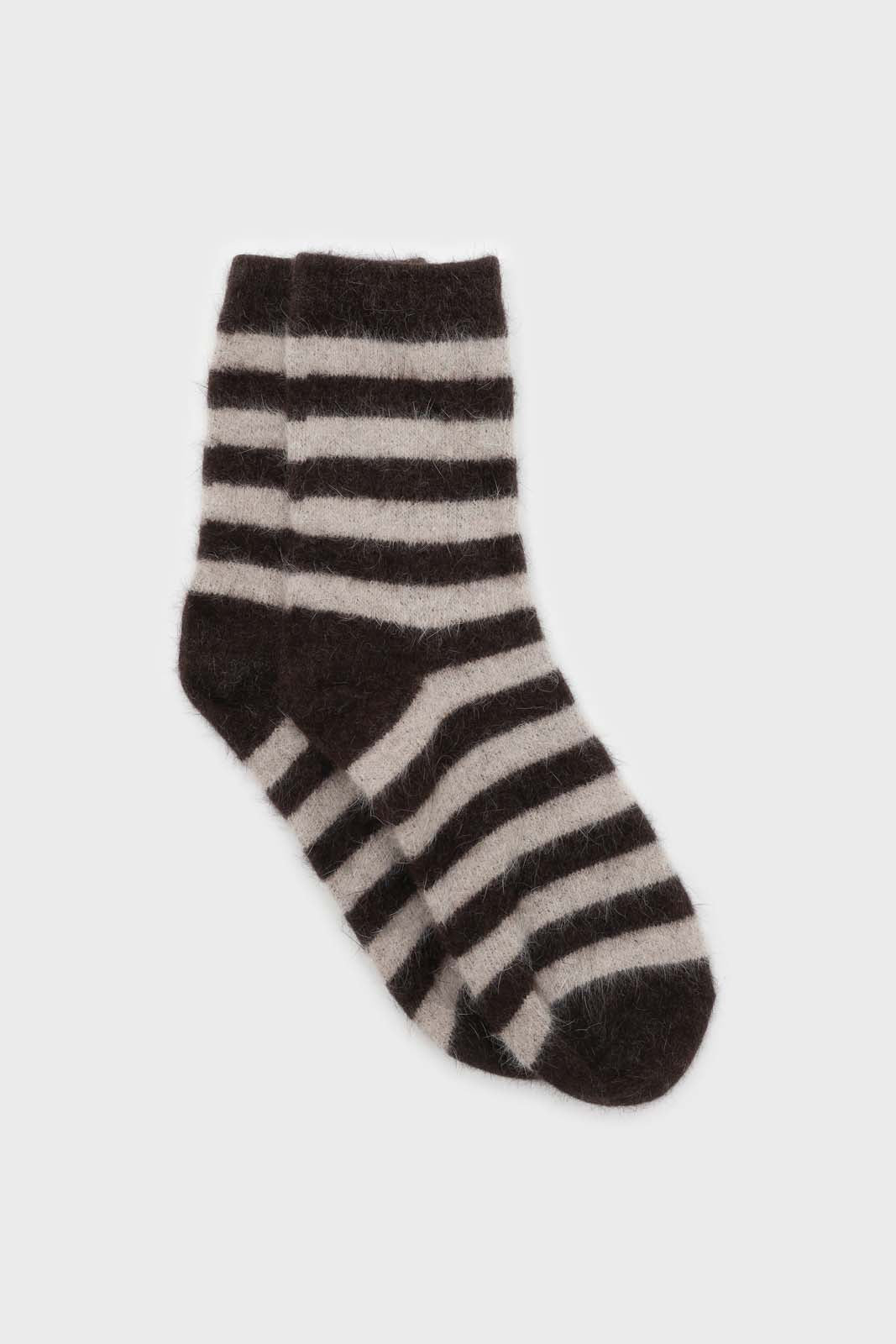 Brown and beige striped angora socks_1