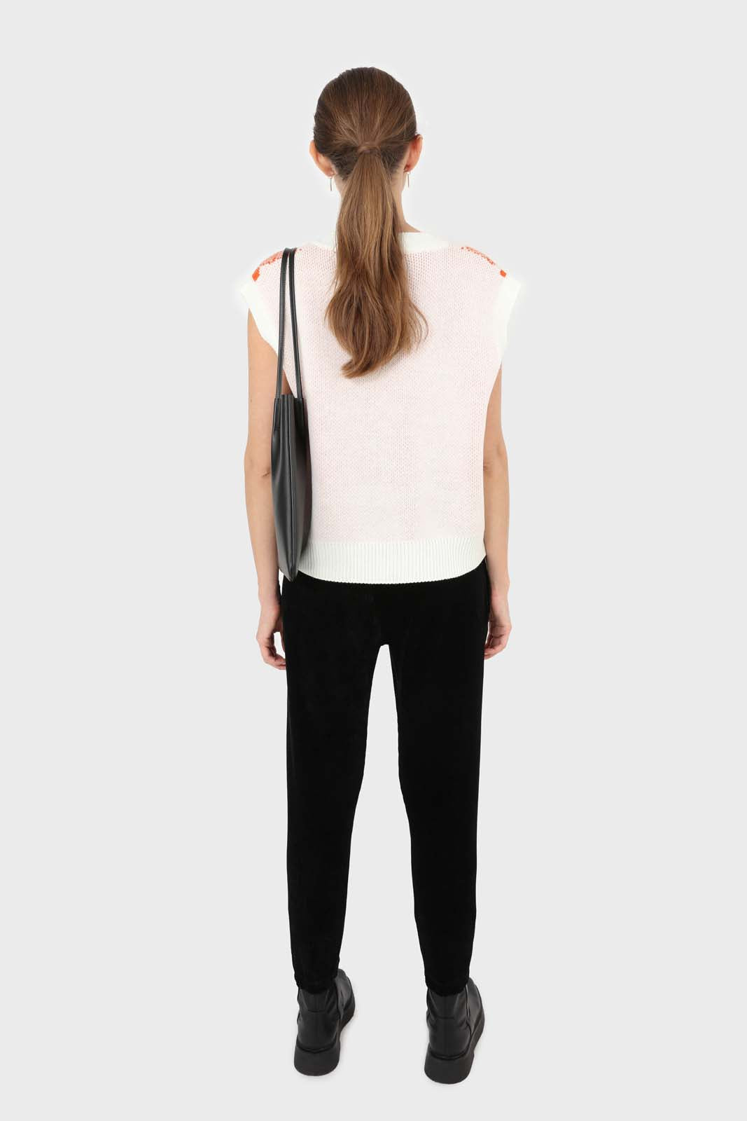 Ivory and orange bright argyle knit vest_4