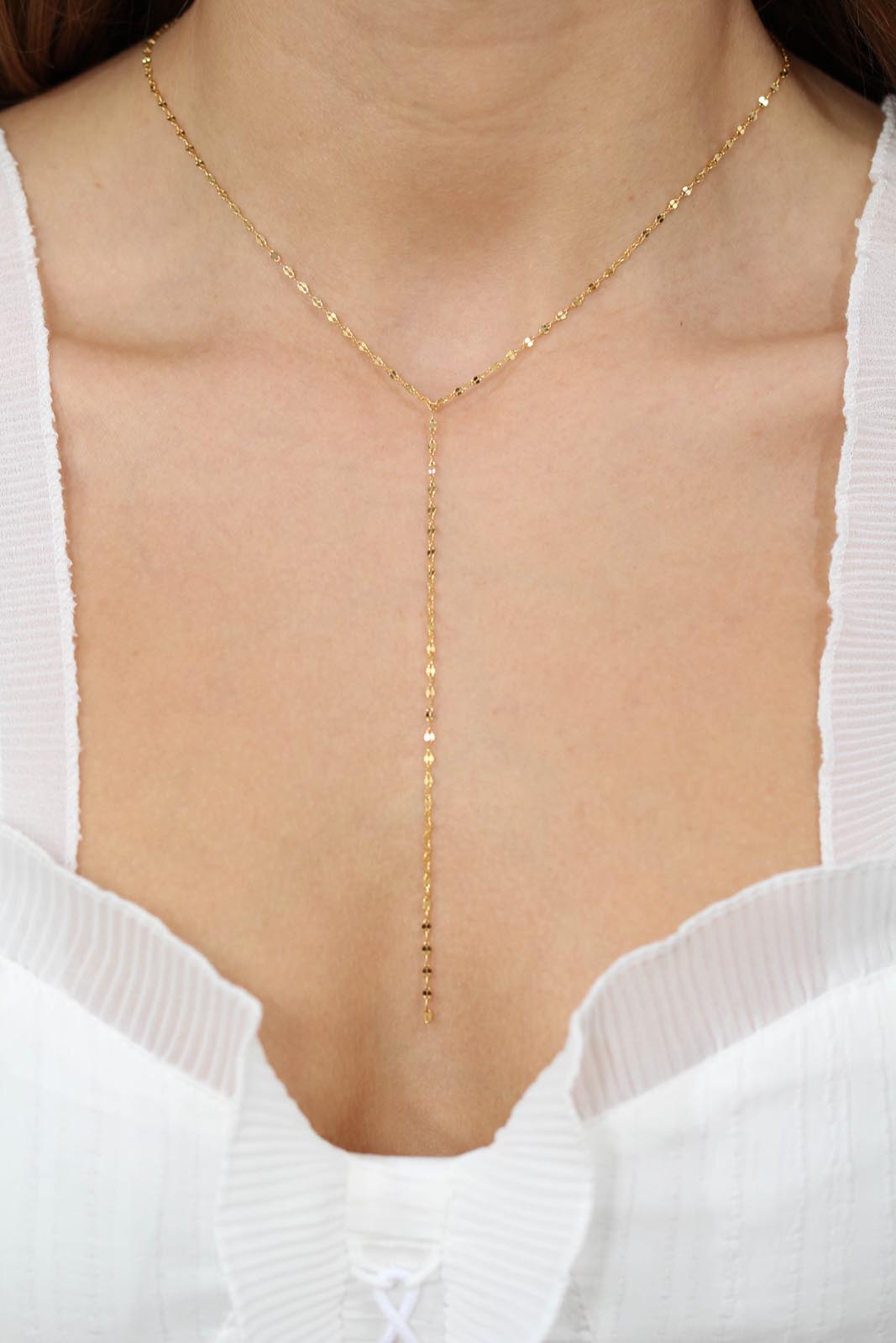 Chain necklace - Gold long Y drop_2