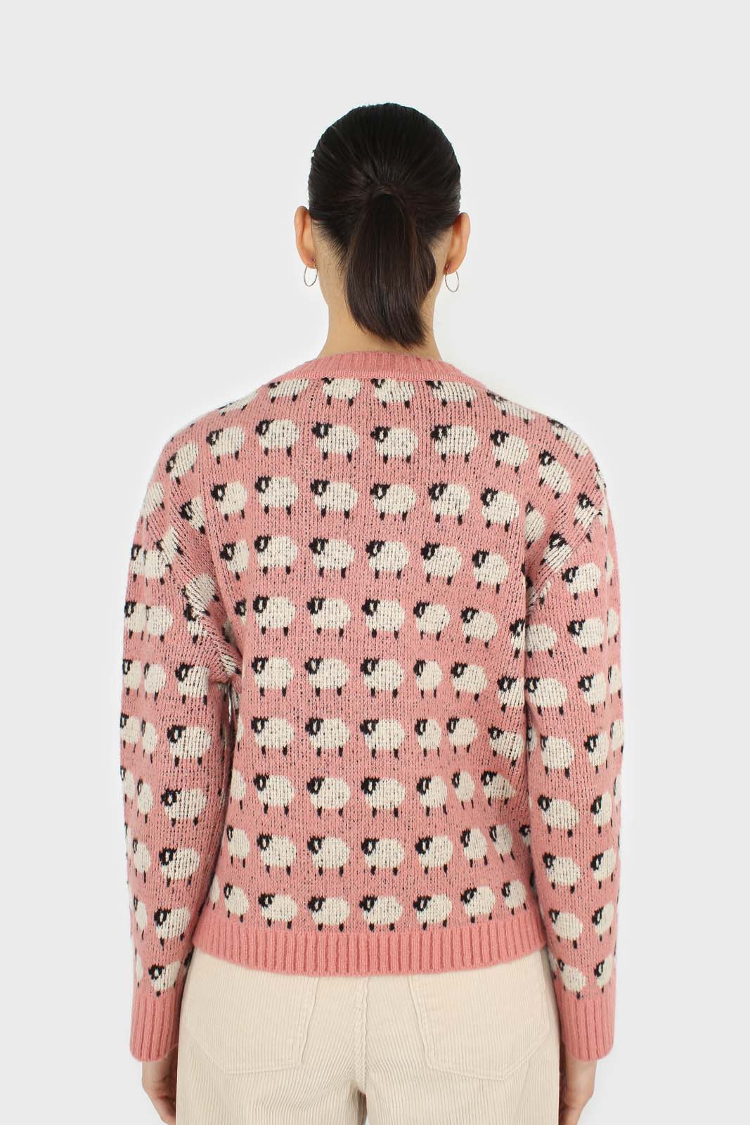 Pink intarsia sheep crew neck jumper_6