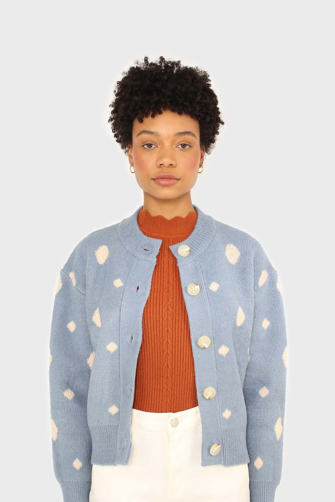 Blue and white dots cardigan_7