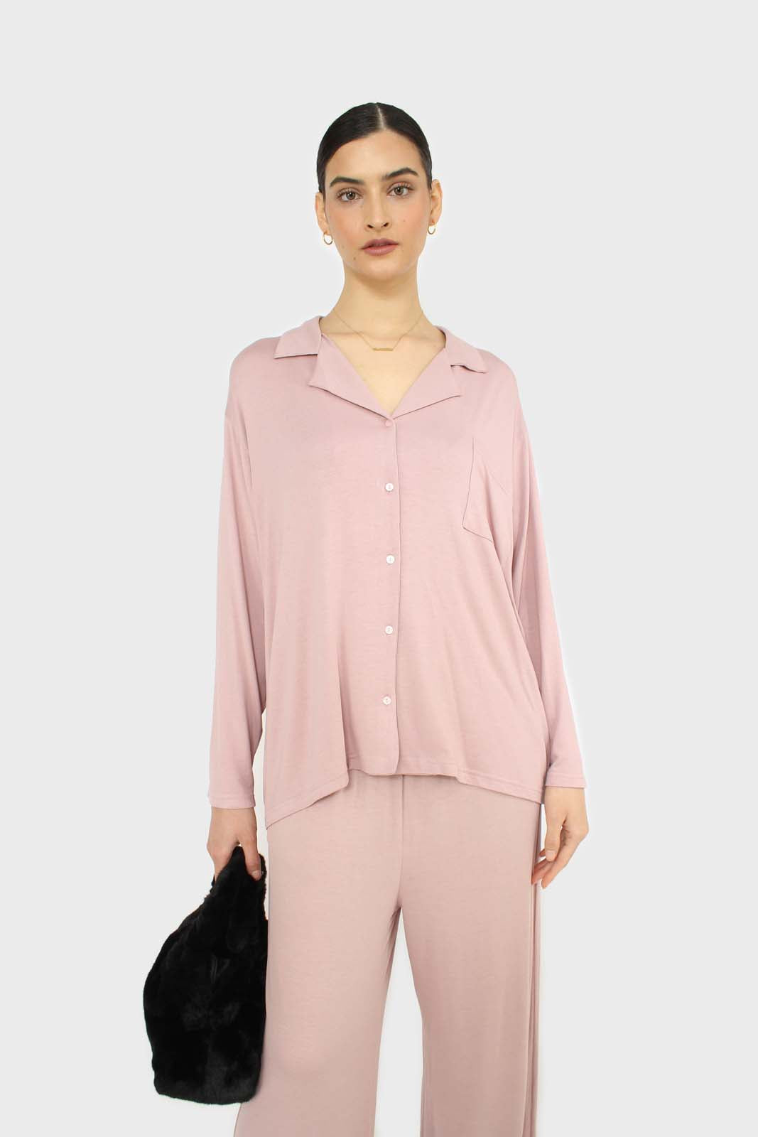 Pink jersey pajama top_1