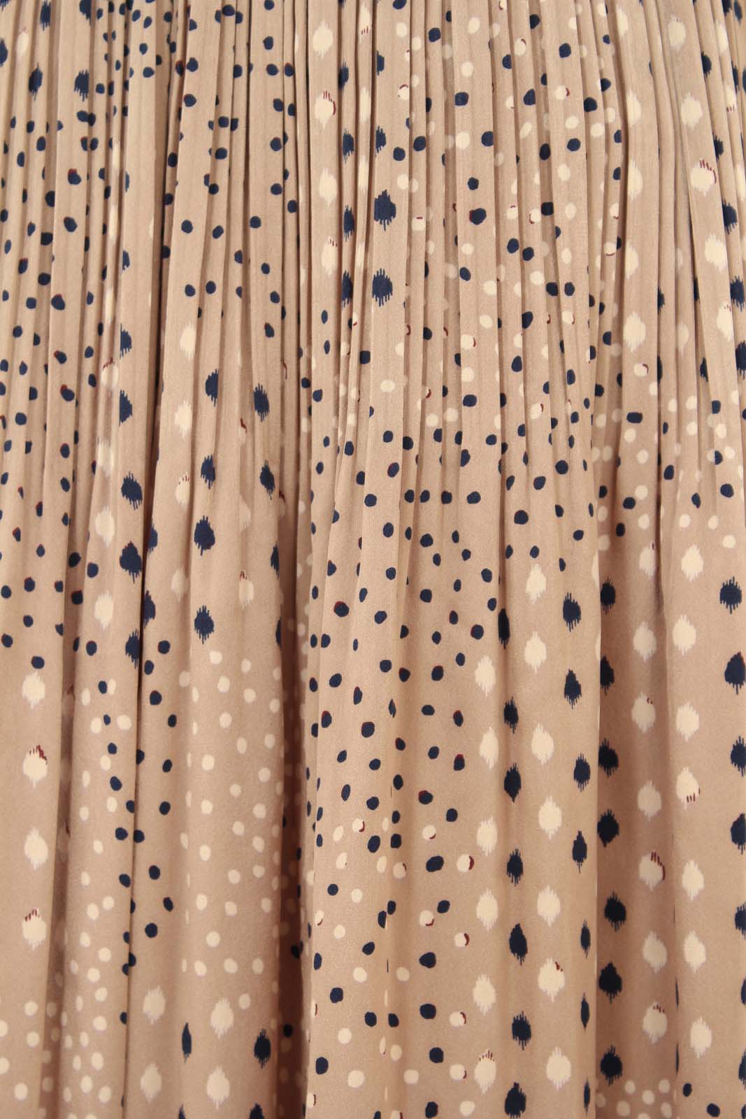 Beige leopard micro pleated satin skirt_2