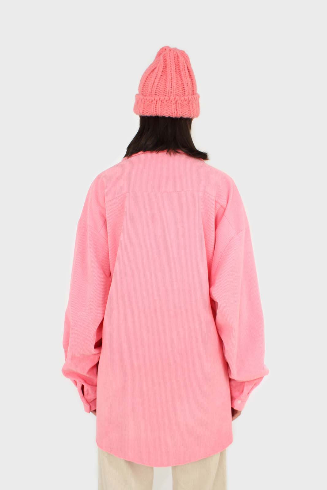 Neon pink corduroy oversized shirt_2