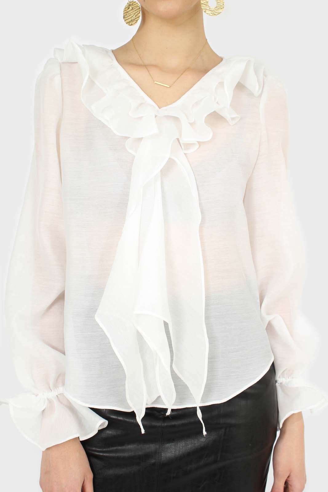 White double ruffle silky blouse_6