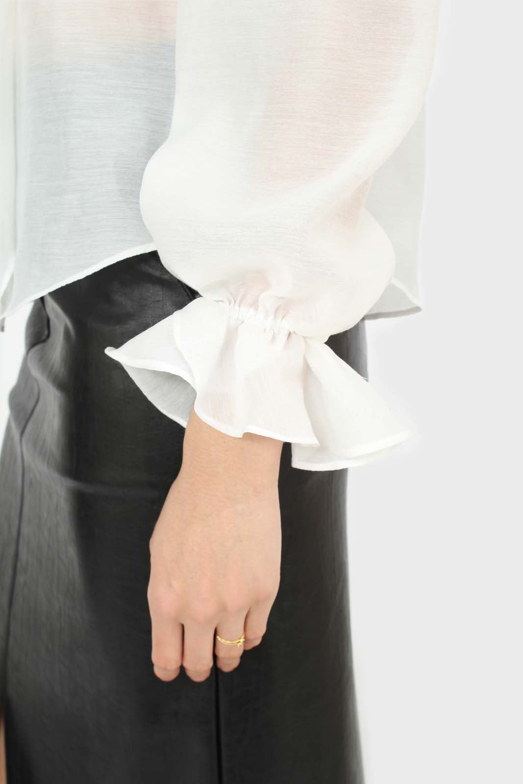 White double ruffle silky blouse_8