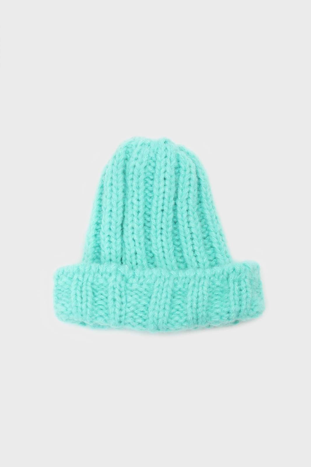 Mint large ribbed wool beanie hat_4