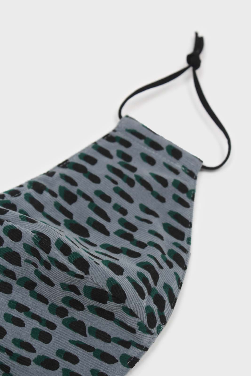 Blue patterned micro ribbed cotton mask_1