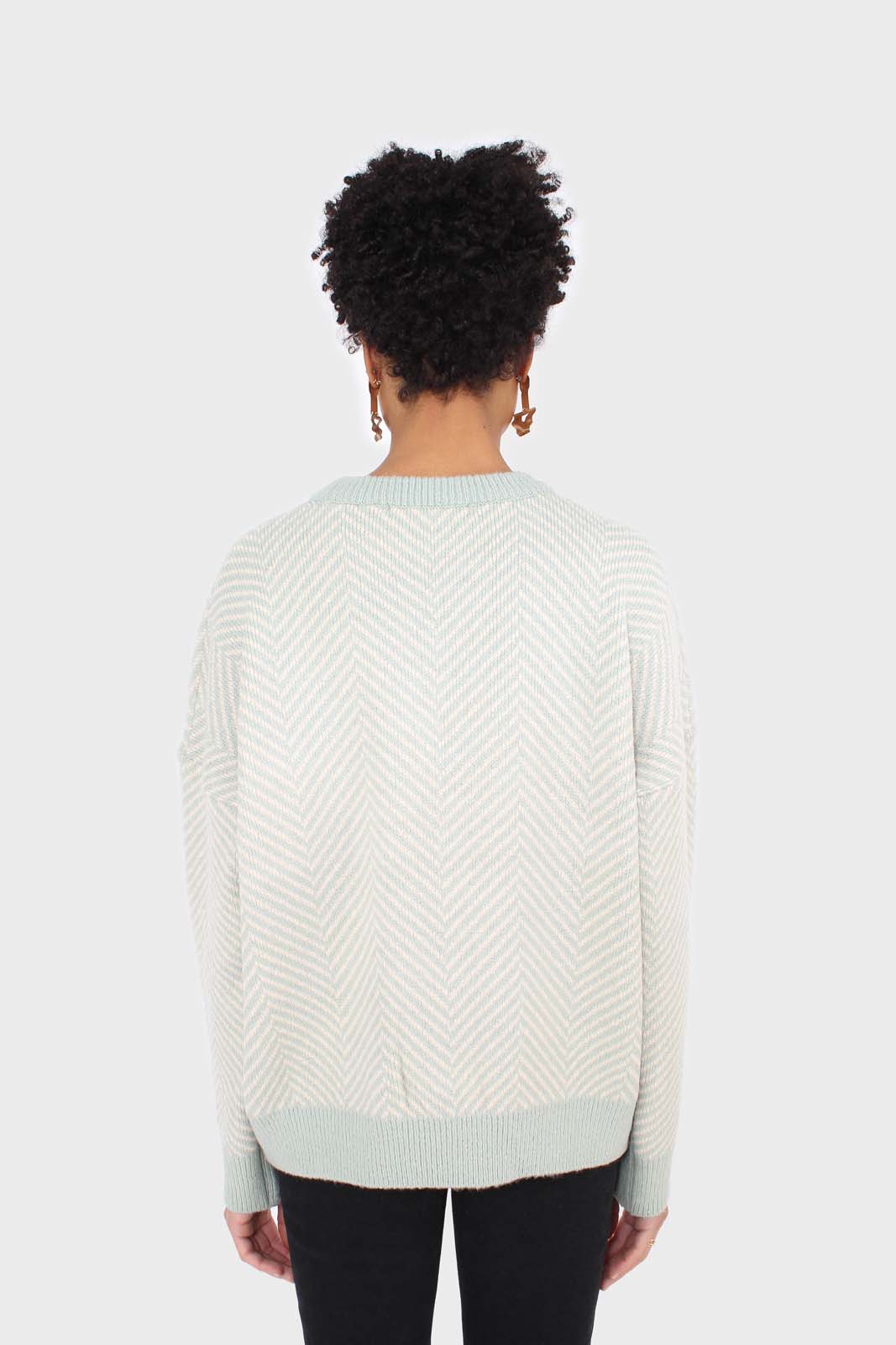 Mint herringbone fitted crew neck jumper_2