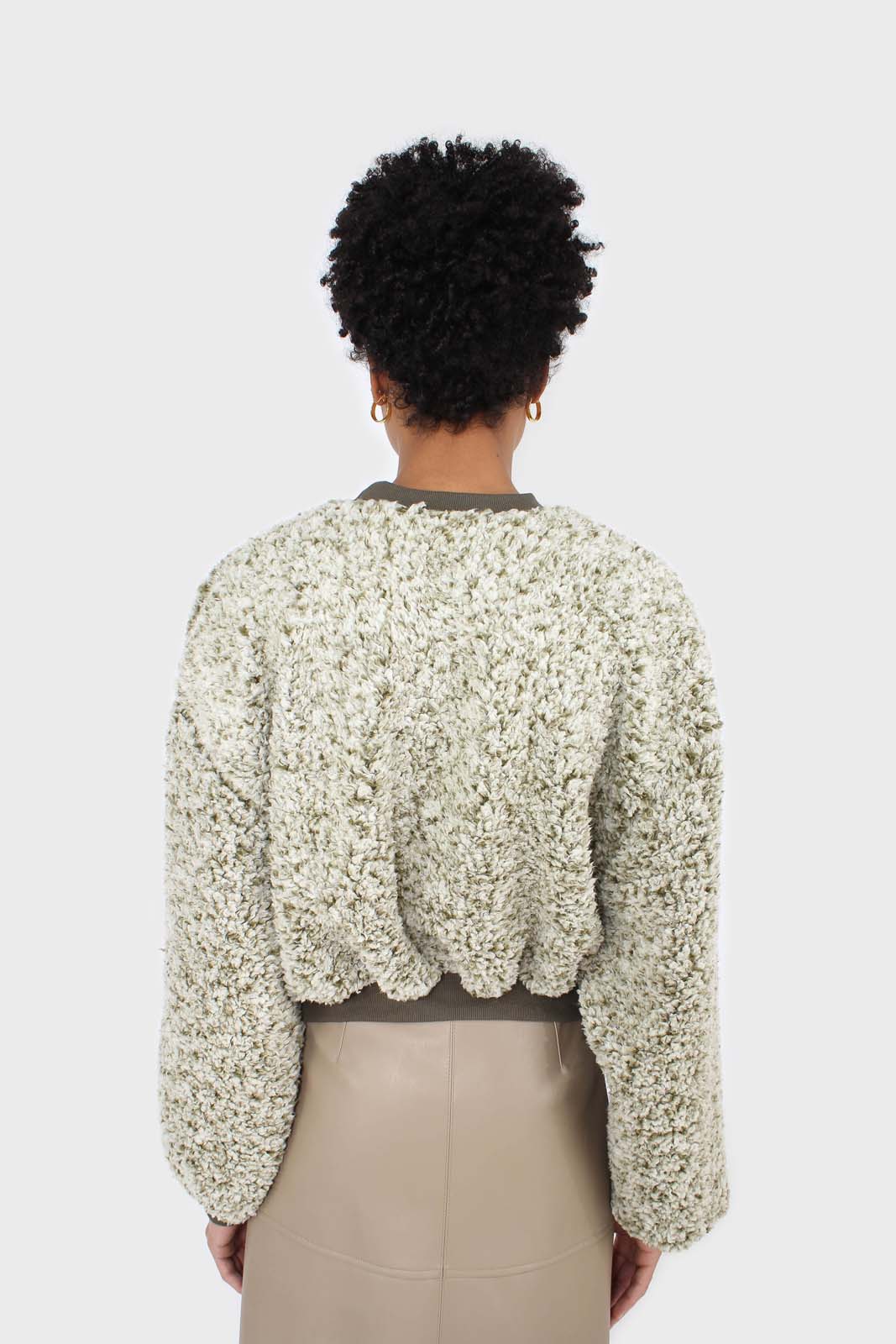 Khaki teddy cropped sweatshirt_2